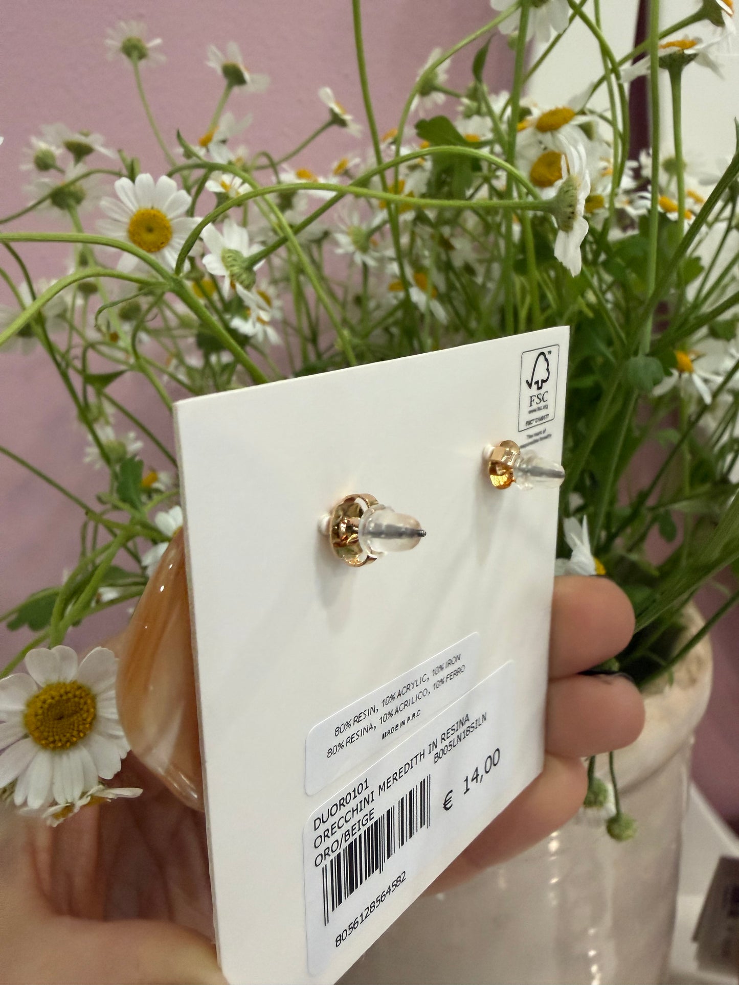 ORECCHINI MEREDITH IN RESINA ORO/ARANCIO NALI