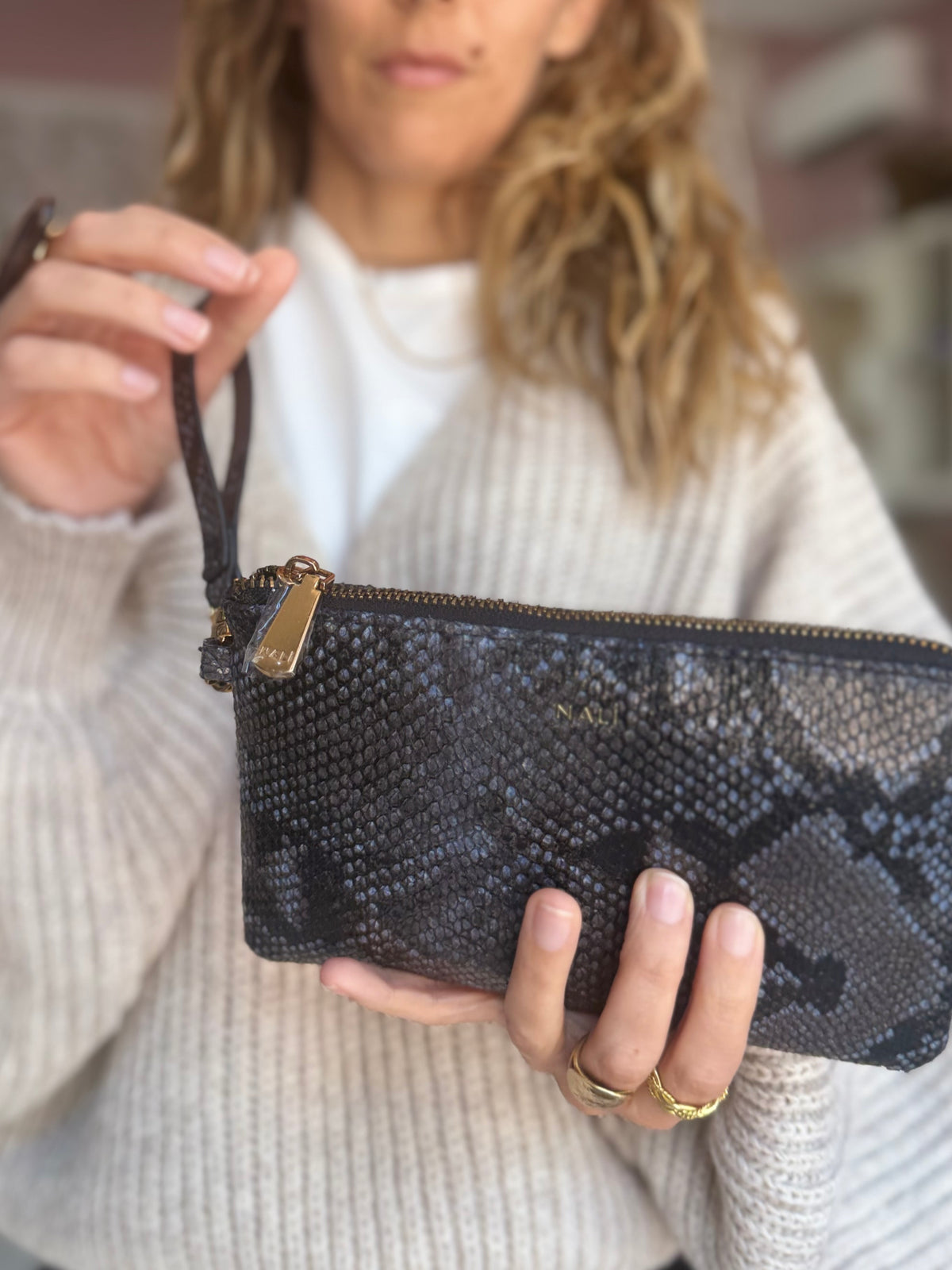 PORTAFOGLIO/POUCH MELANIE PITONATO BLU NALI