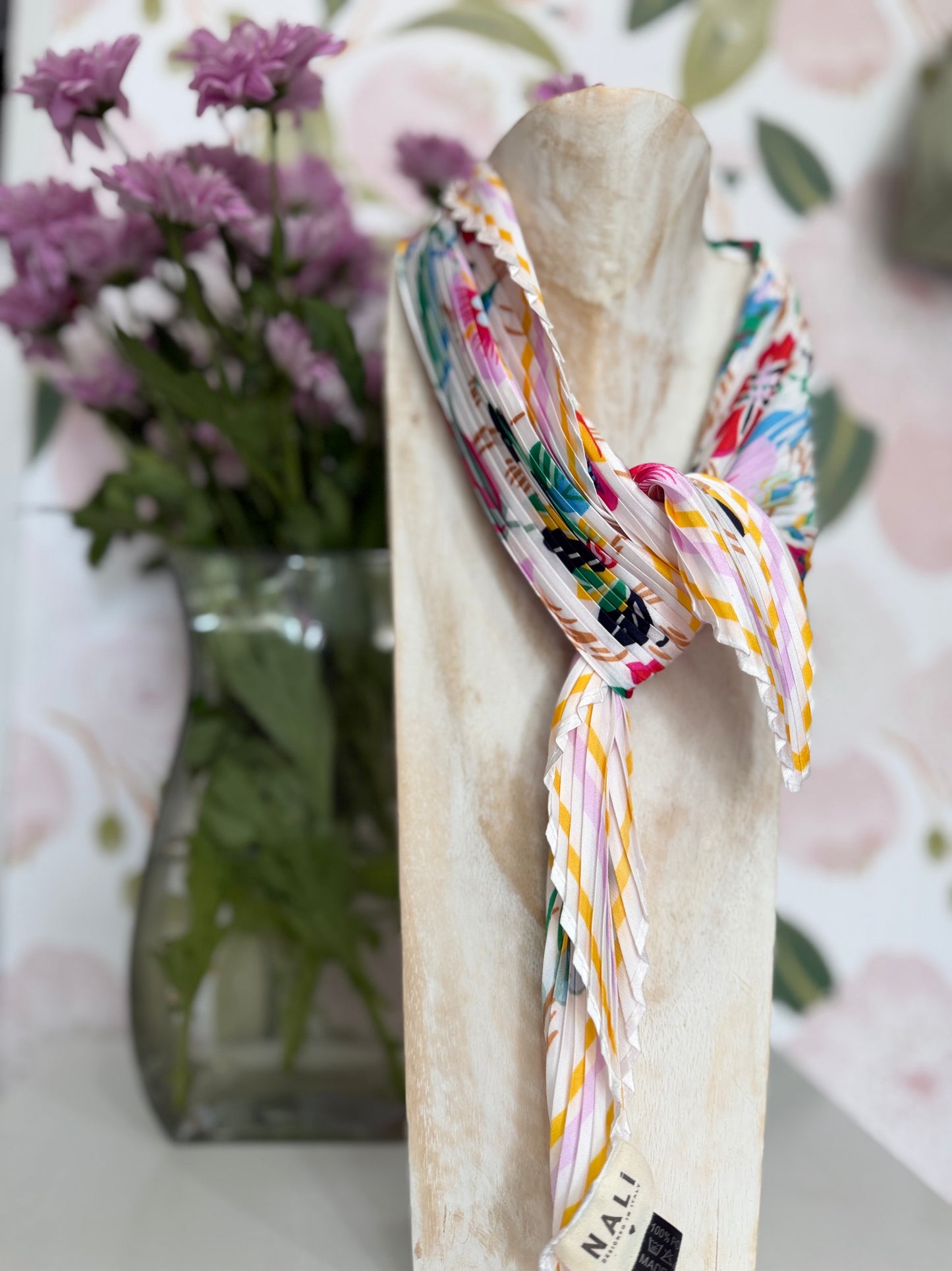 FOULARD PEONY STAMPA FLOREALE BIANCO NALI