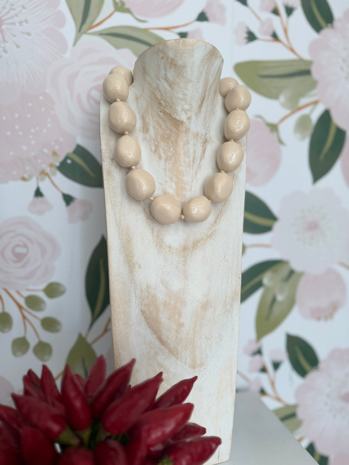COLLANA AURORA SFERE IN RESINA PLAIN AVENA NALI