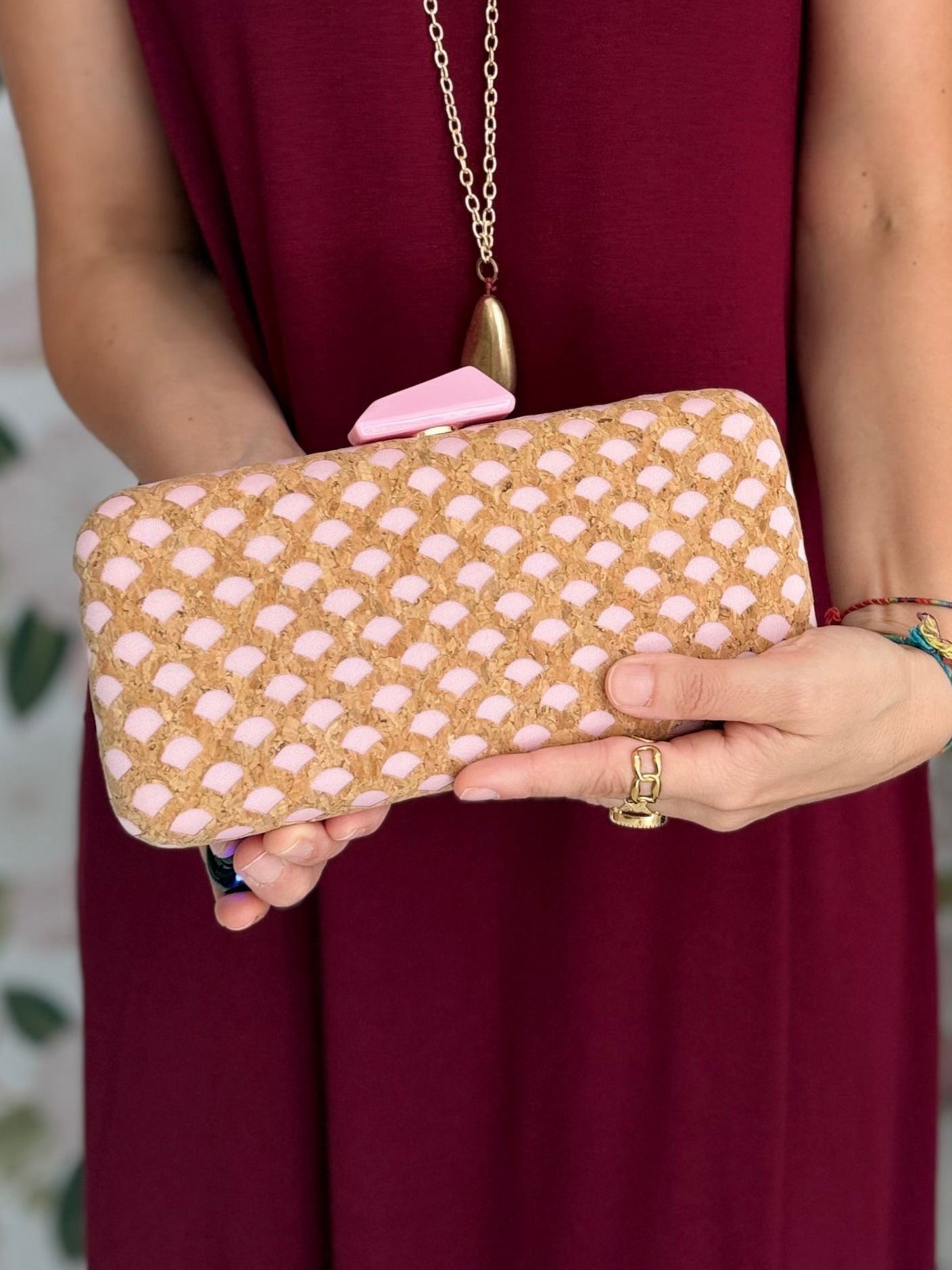 CLUTCH NADIA SUGHERO STAMPA ROSA NALI
