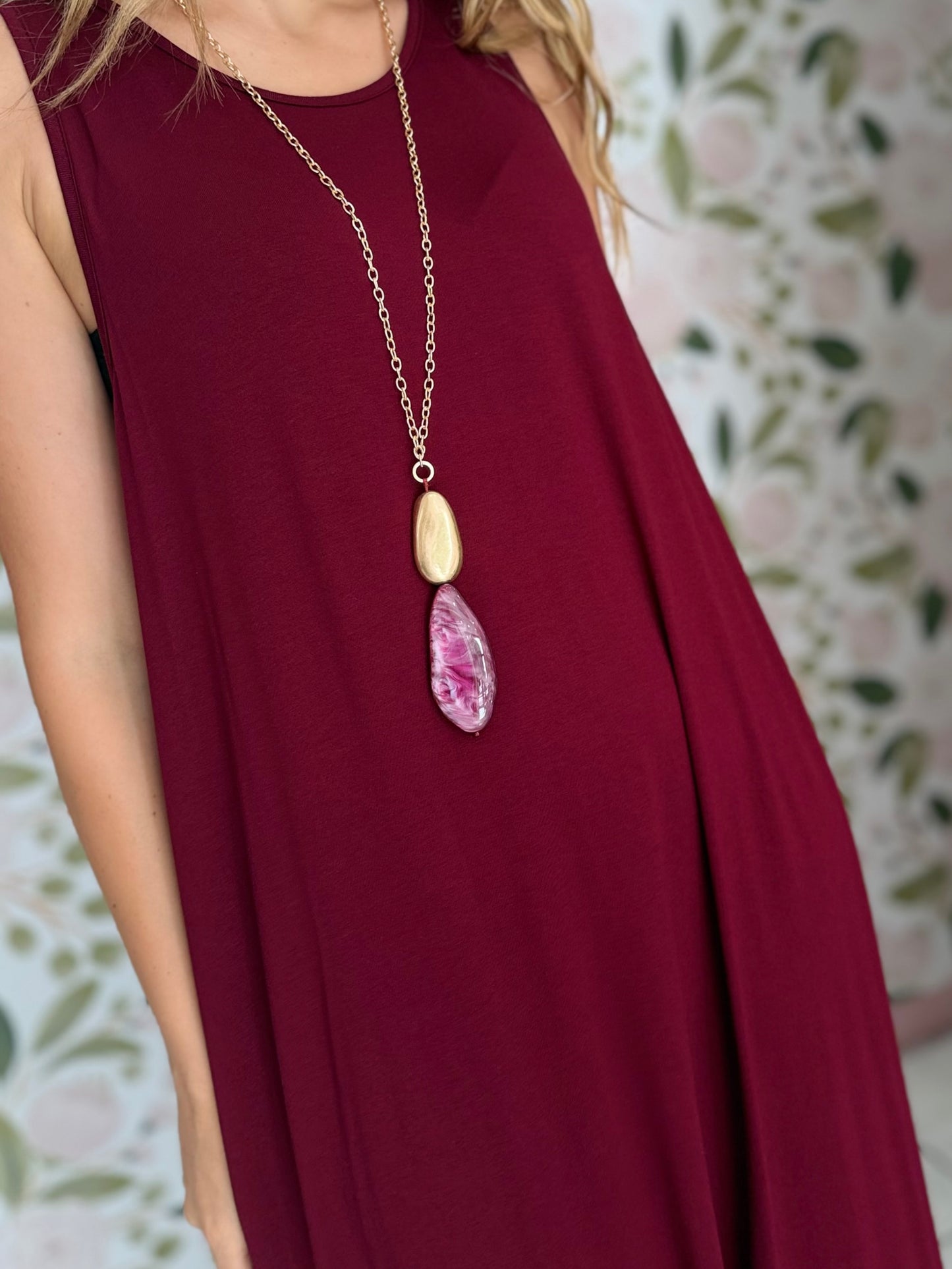 COLLANA OCEAN DOPPIO PENDENTE ORO/ROSA NALI