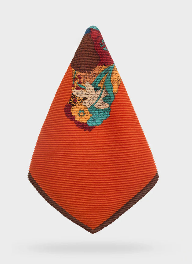 FOULARD AMPIO FIORI PLISSE ARANCIO NALI