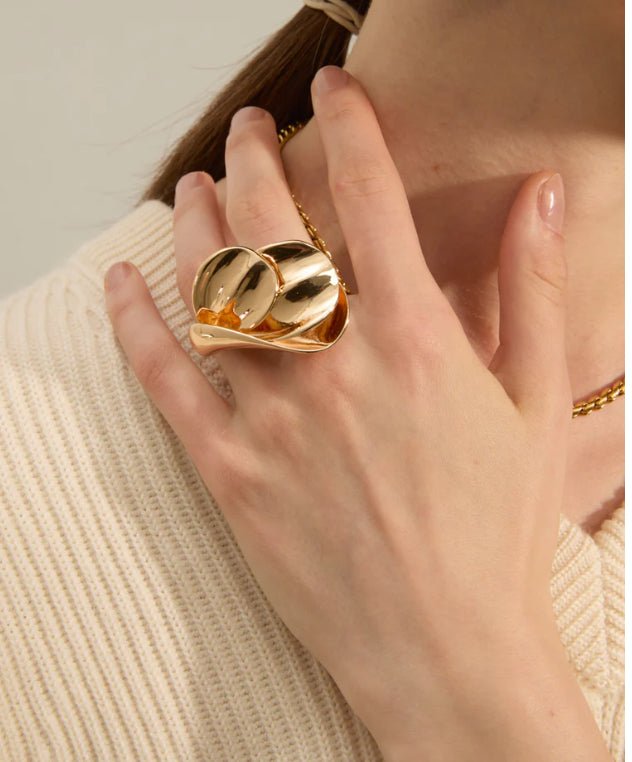 ANELLO SINUOSO DOPPIO REGOLABILE ORO NALI - Fanatica Boutique