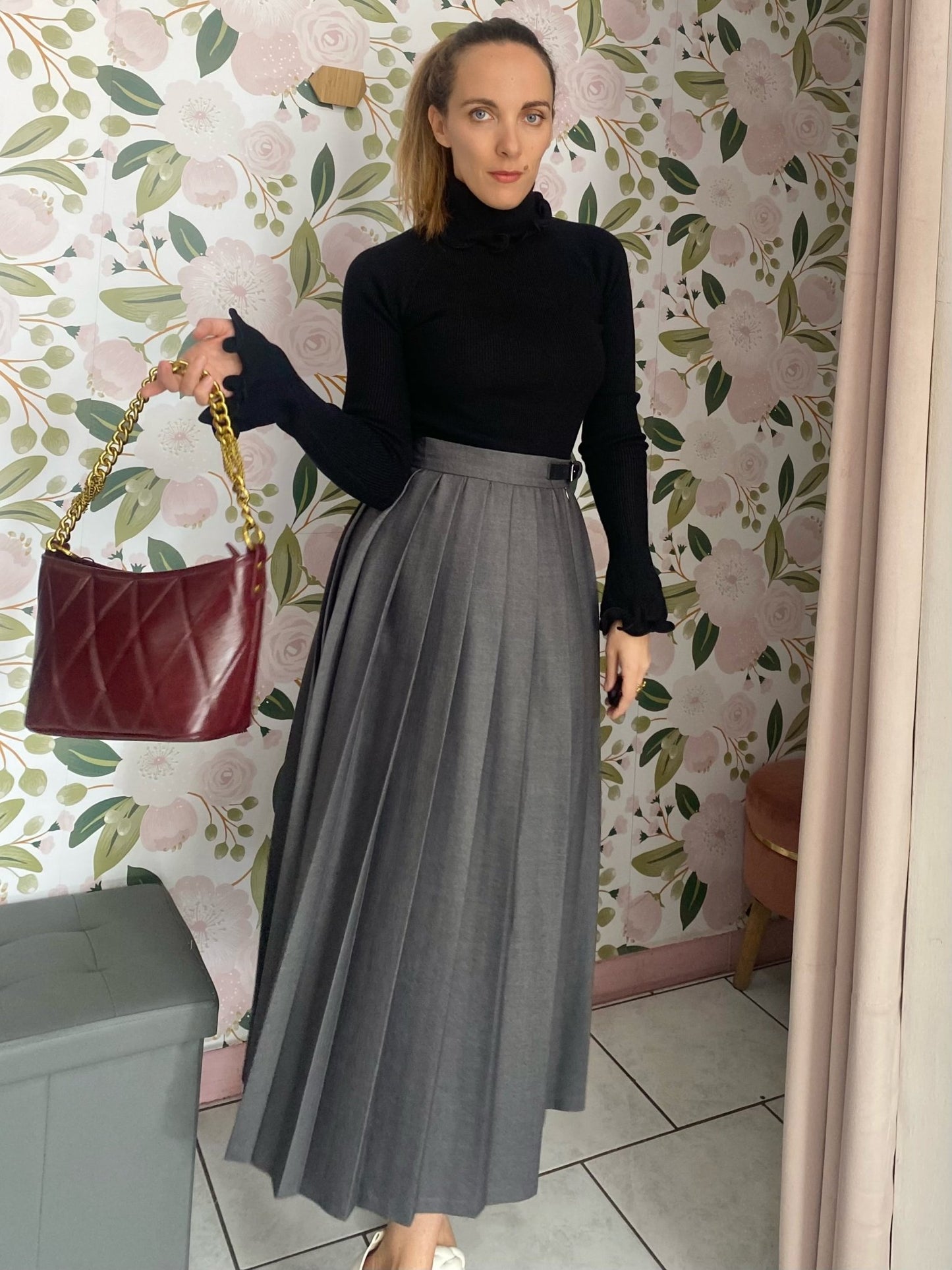 BORSA ARTEMISIA A SPALLA MATELLASSE BORDEAUX NALI - Fanatica Boutique