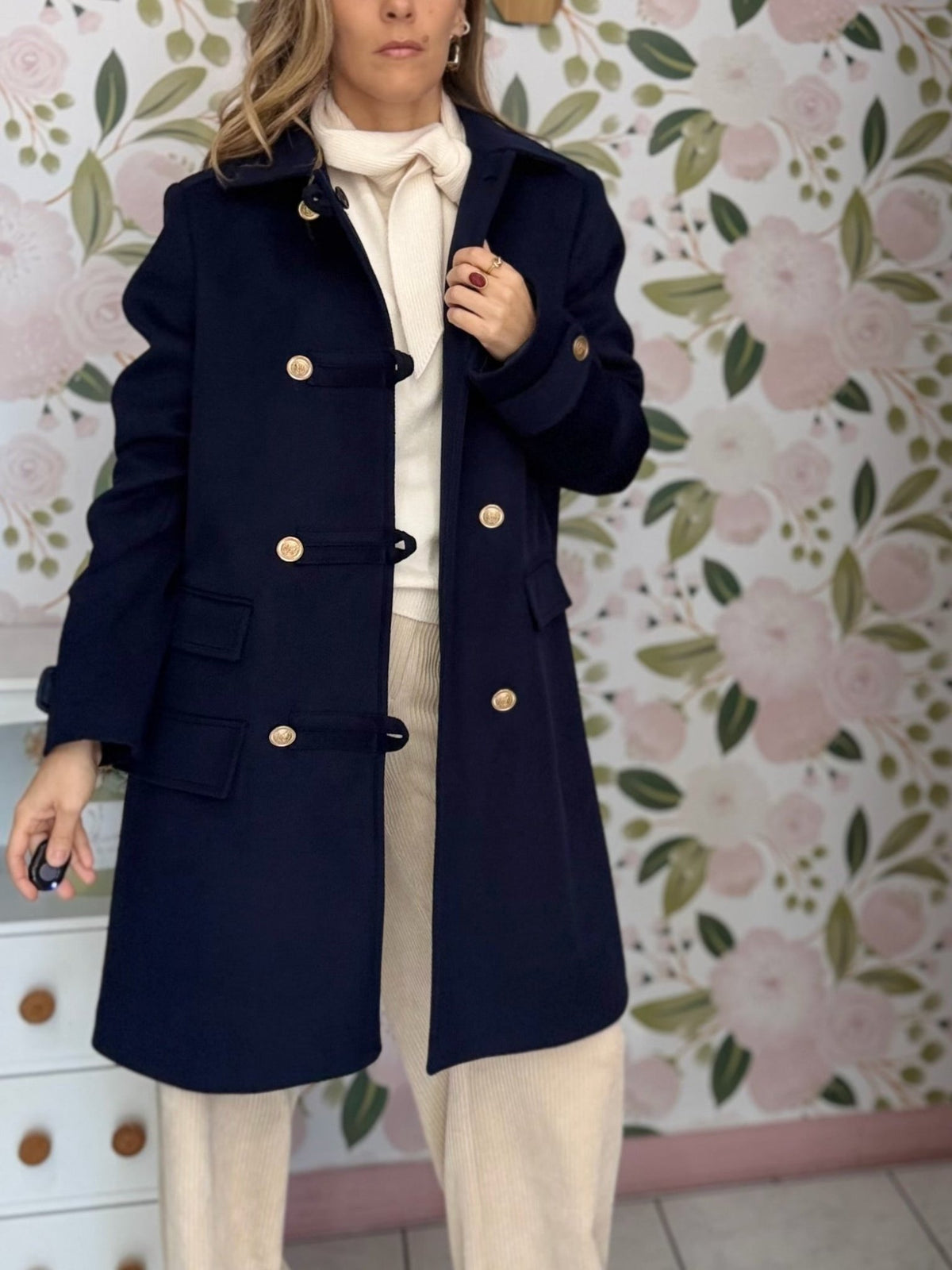 CAPPOTTO MIDI CON ALAMARI ORO BLU KIKISIX - Fanatica Boutique