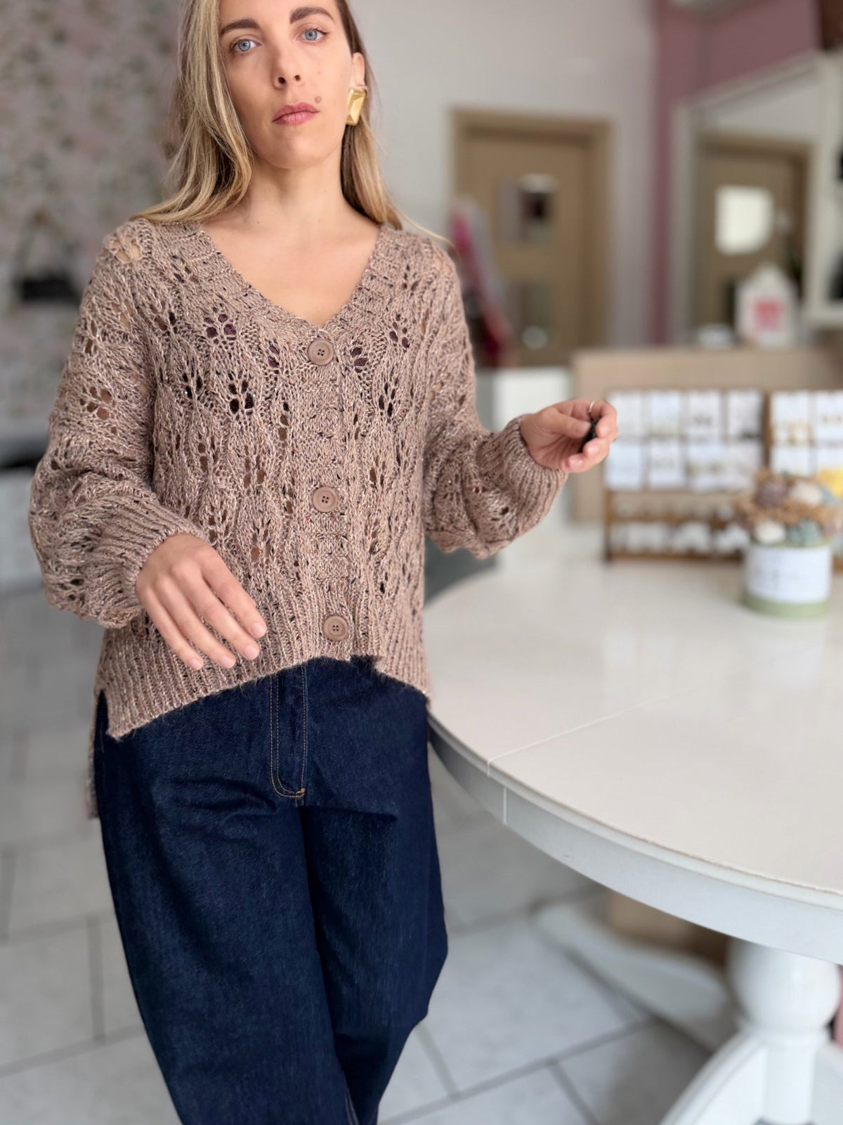 CARDIGAN TRAFORAT0 INS.PAILLETTES ECO - Fanatica Boutique