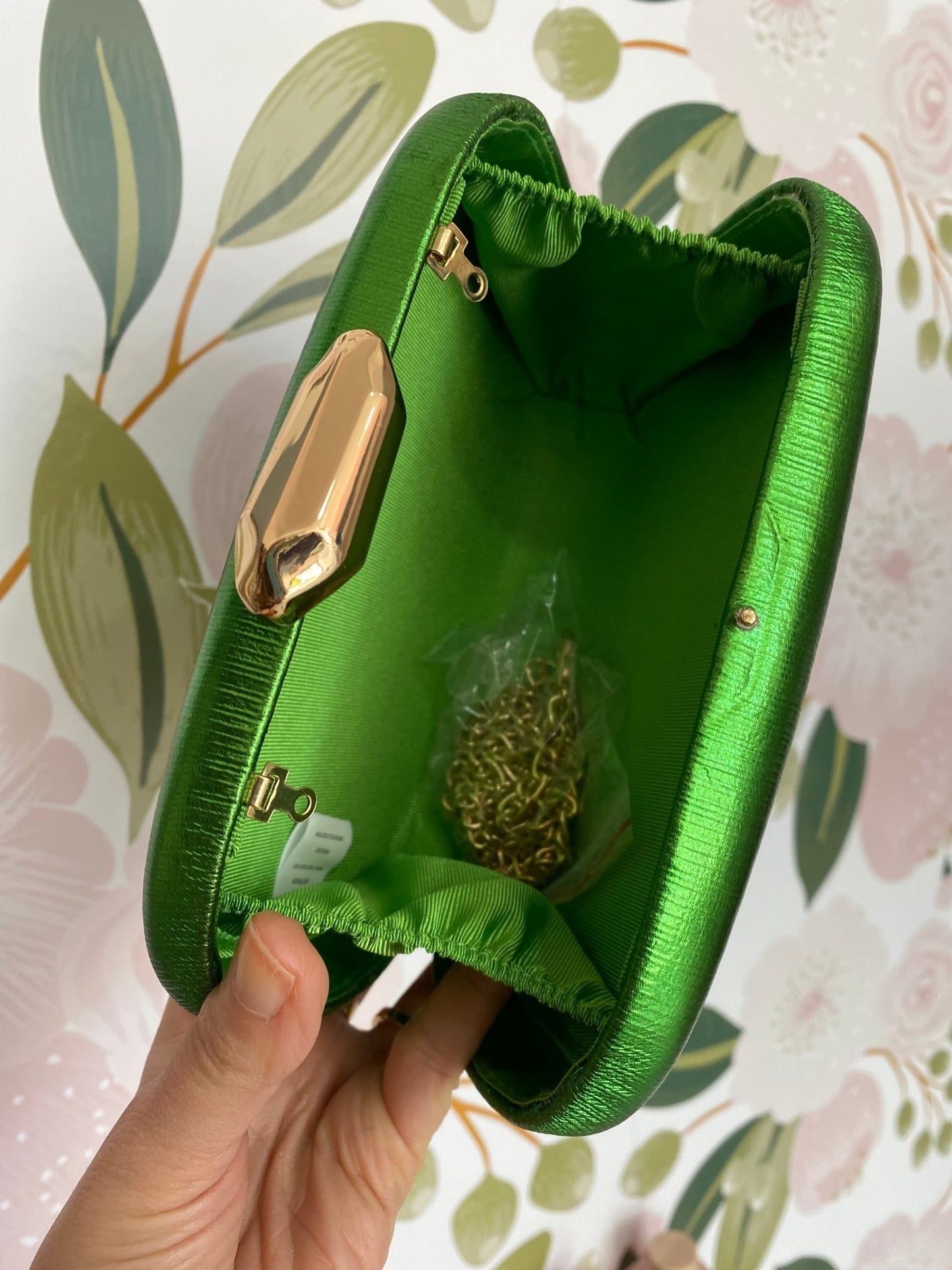 CLUTCH GIADA METALLIC VERDE NALI - Fanatica Boutique