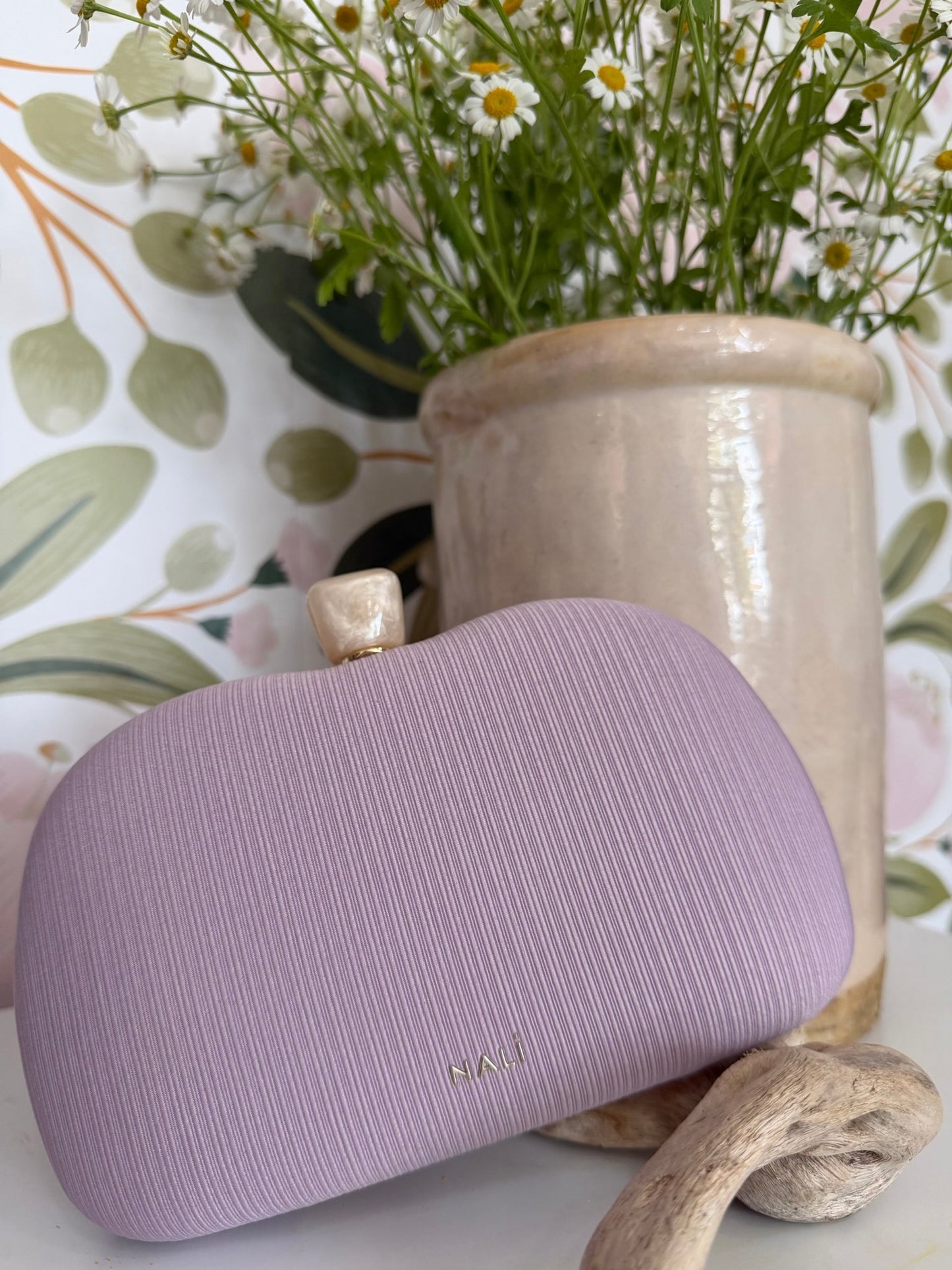 CLUTCH SOFIA PLISSE' A MANO LILLA - Fanatica Boutique