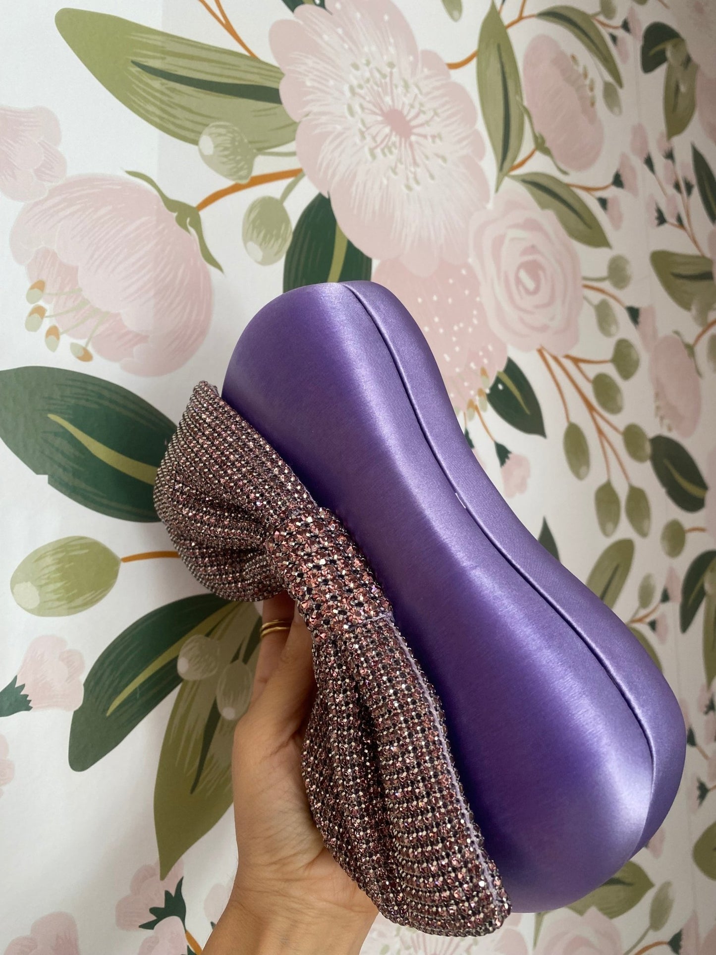 CLUTCH TULI RASO CON FIOCCO LILLA NALI - Fanatica Boutique