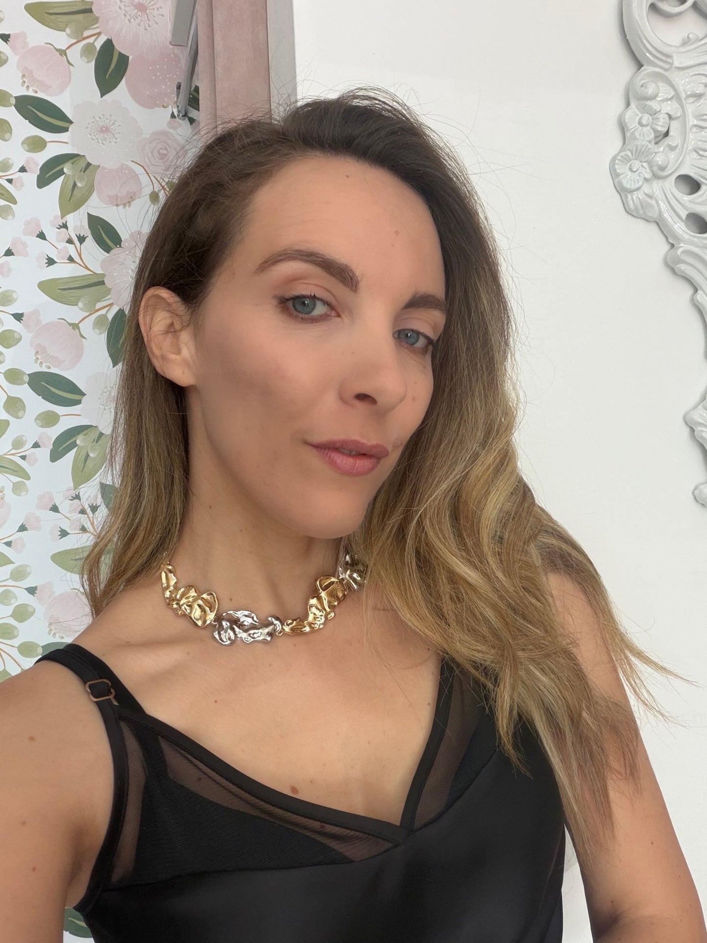 COLLANA GIROCOLLO MARTELLATA ARGENTO/ORO NALI - Fanatica Boutique