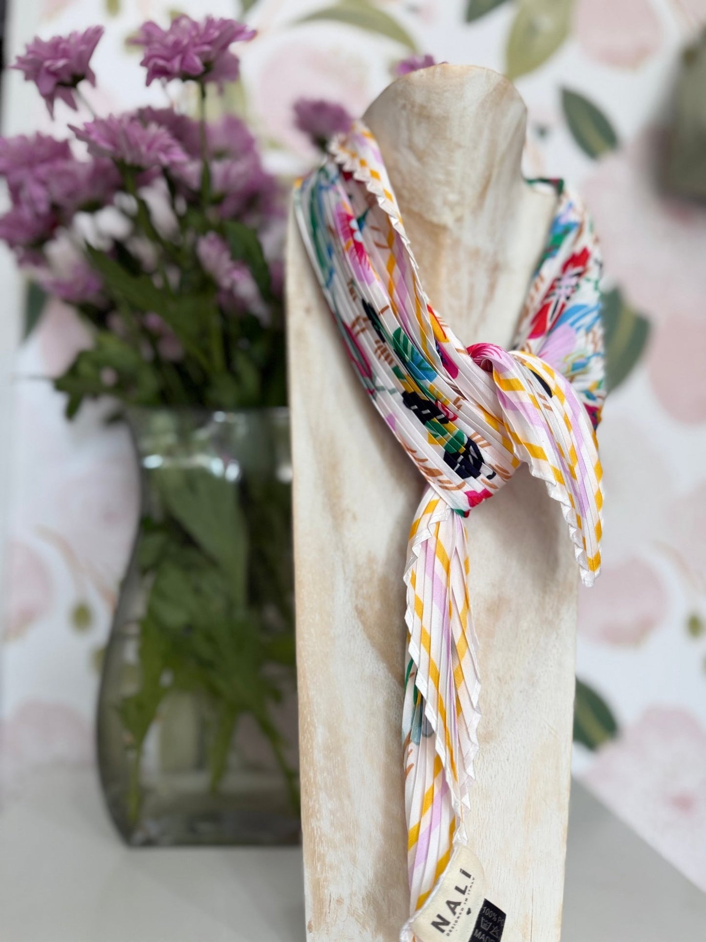 FOULARD PEONY STAMPA FLOREALE BIANCO NALI - Fanatica Boutique