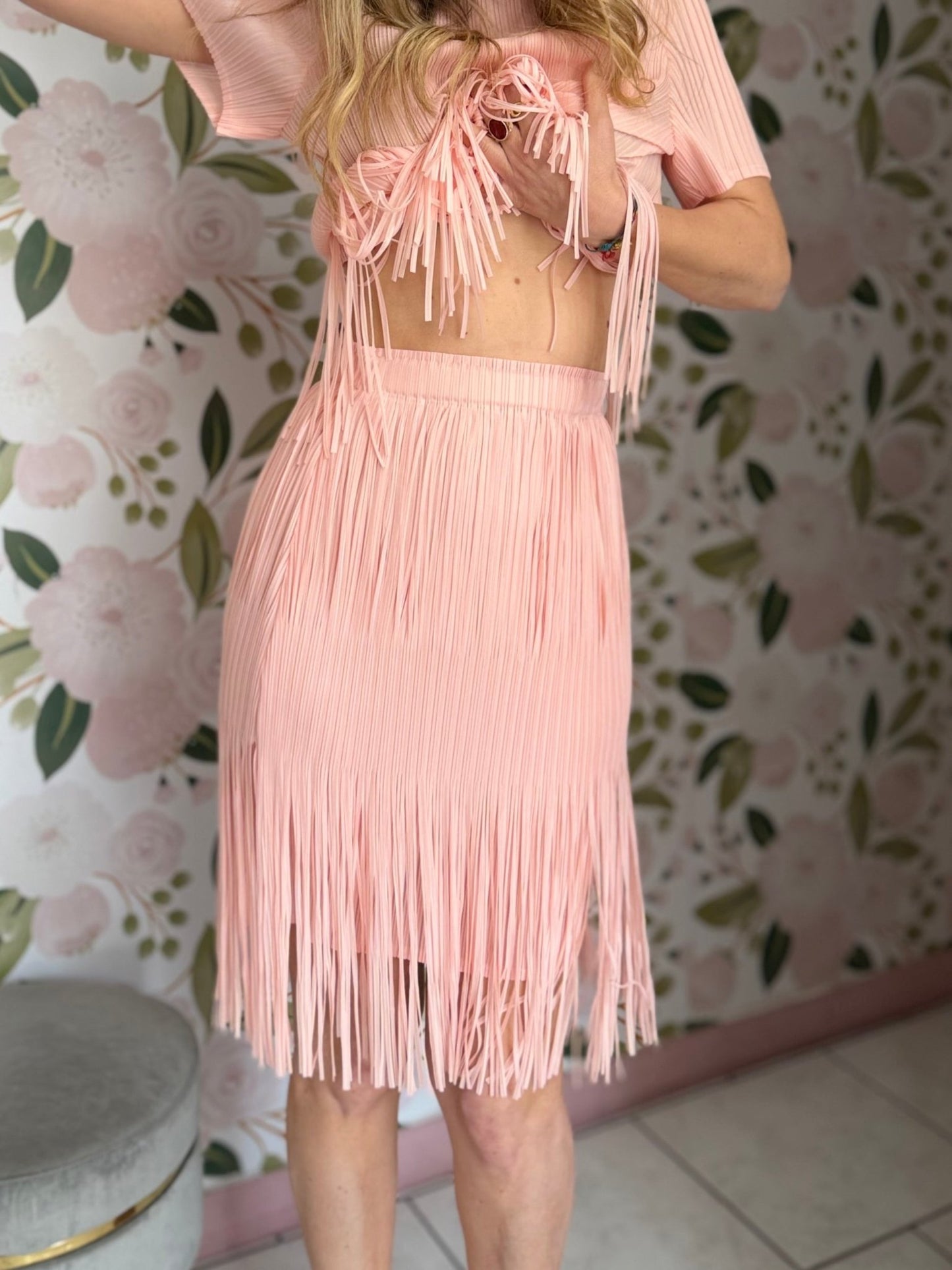 GONNA CON FRANGE PLISSETATTA AMOSA - Fanatica Boutique