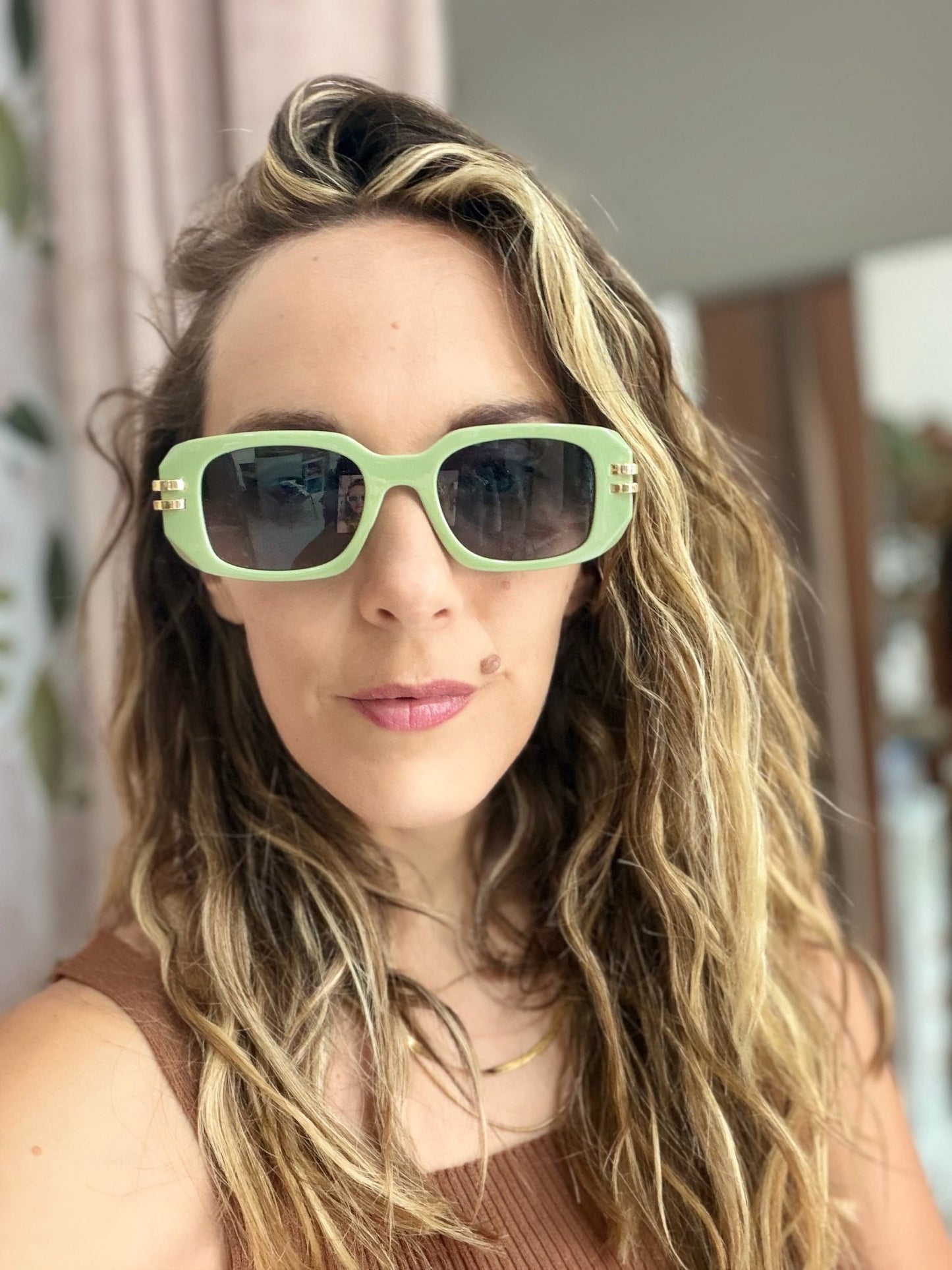 OCCHIALI LARA RETTANGOLARI ORO/VERDE NALI - Fanatica Boutique