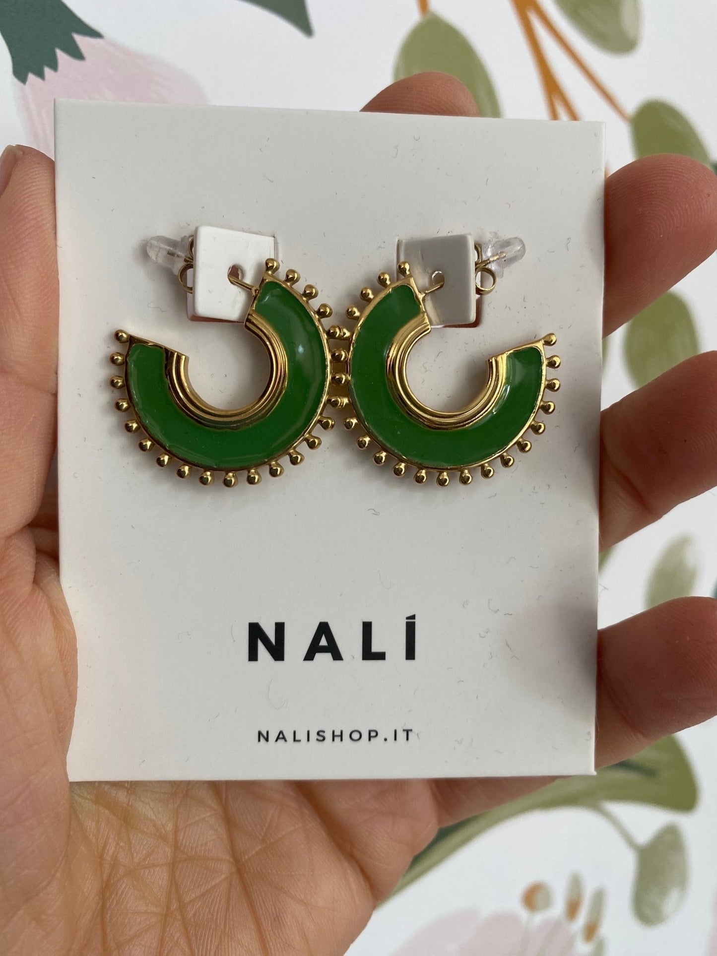 ORECCHINI CERCHIO ECHO ACC.INO. SMALTO VERDE NALI - Fanatica Boutique