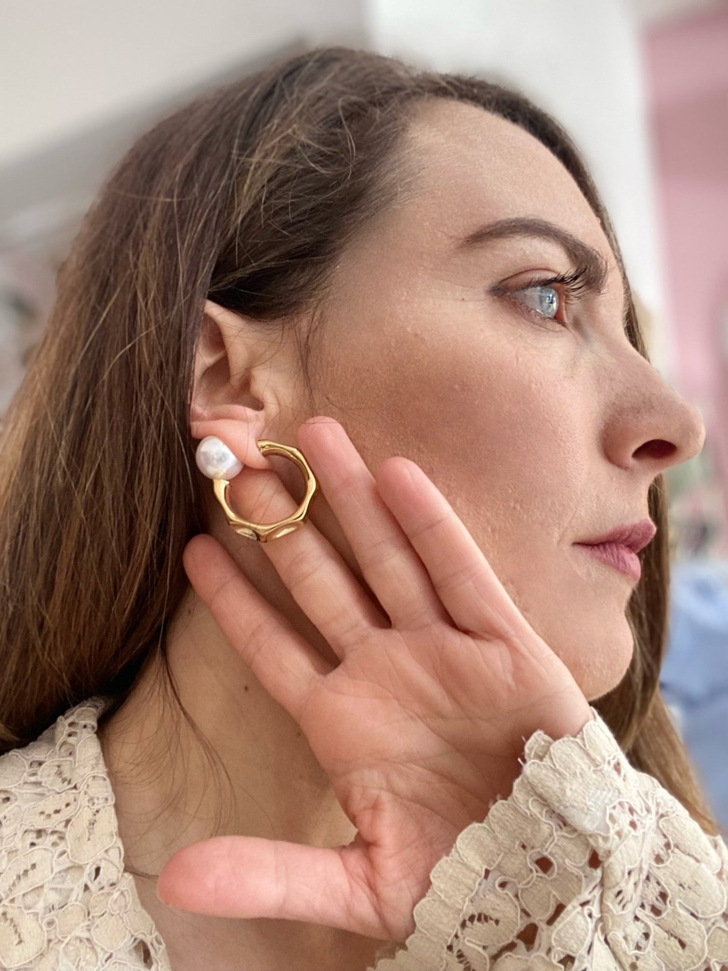 ORECCHINI CERCHIO + PERLA ACC. INO. ORO NALI - Fanatica Boutique