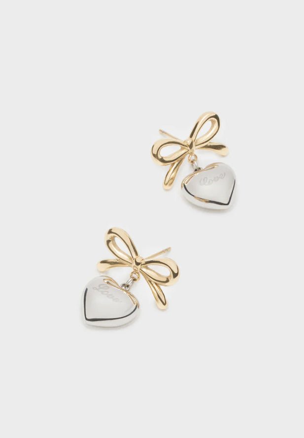 ORECCHINI FIOCCO E CUORE ACC.INO. ORO/ARG. NALI - Fanatica Boutique
