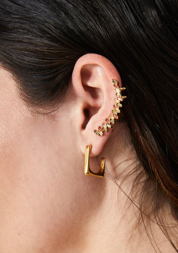 ORECCHINI LENA PIN+EARCUFF ZIRCONI VERDI MIX NALI - Fanatica Boutique