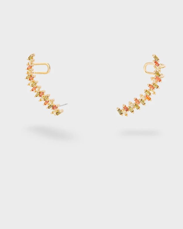 ORECCHINI LENA PIN+EARCUFF ZIRCONI VERDI MIX NALI - Fanatica Boutique