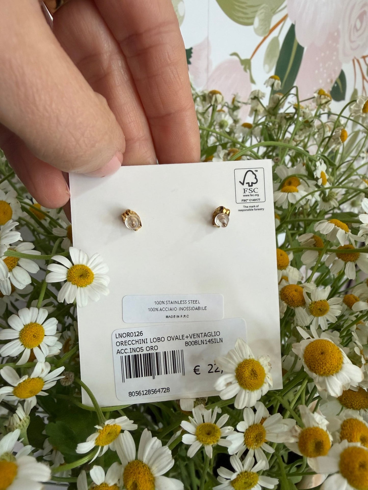 ORECCHINI LOBO OVALE+ VENTAGLIO ACC.INOS ORO NALI - Fanatica Boutique