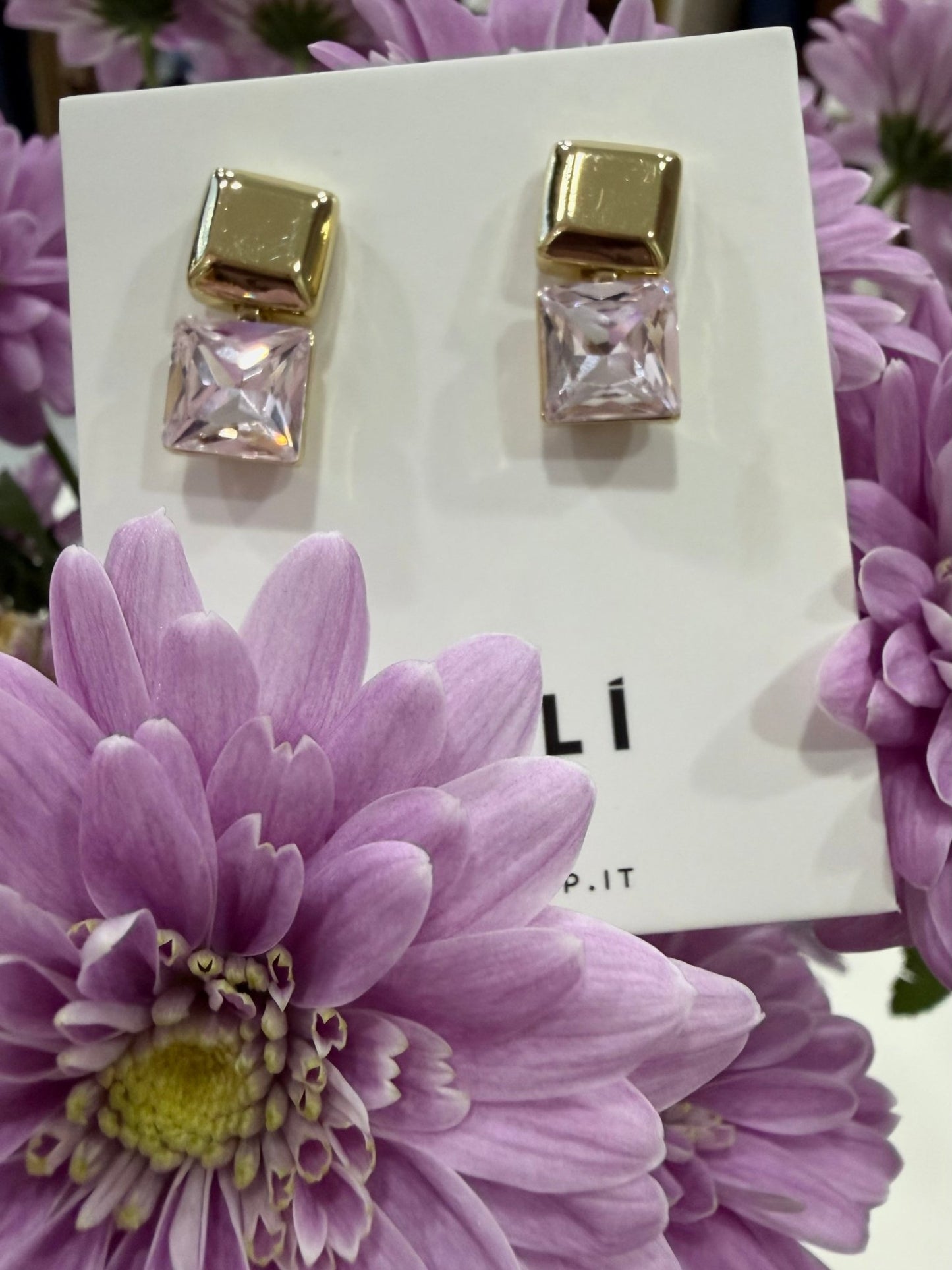 ORECCHINI LUCY CON PIETRA ROSA/ORO NALI - Fanatica Boutique