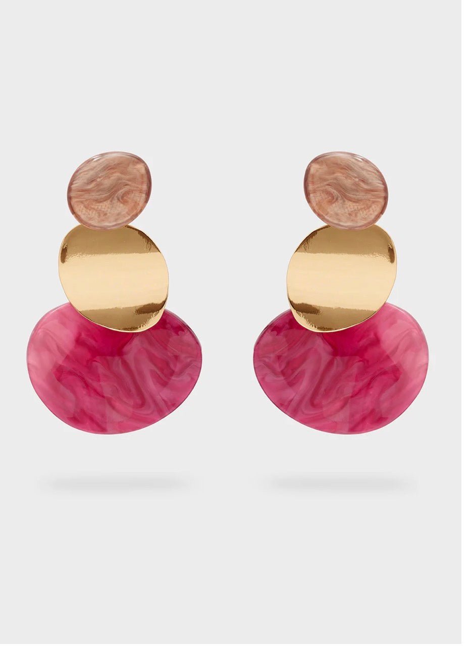 ORECCHINI TEA LUNGHI TONDI RESINA MAGENTA - Fanatica Boutique