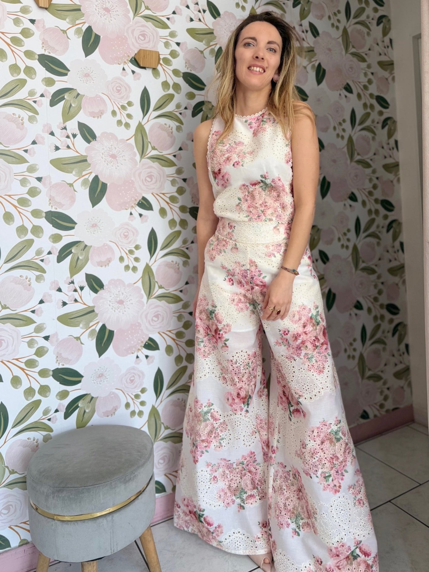 PANTALONE FANTASIA FIORI PIZZO AMOSA - Fanatica Boutique
