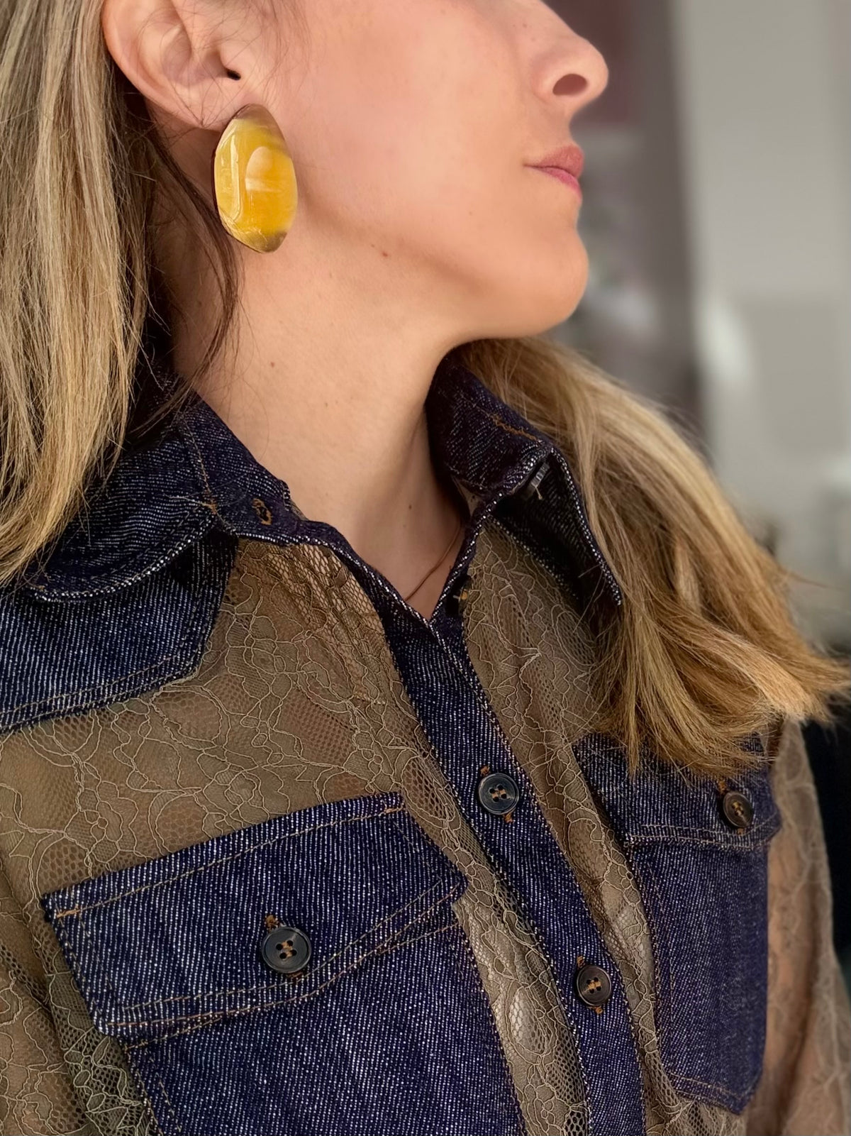 ORECCHINI THAI IN ACRILICO GIALLO NALI