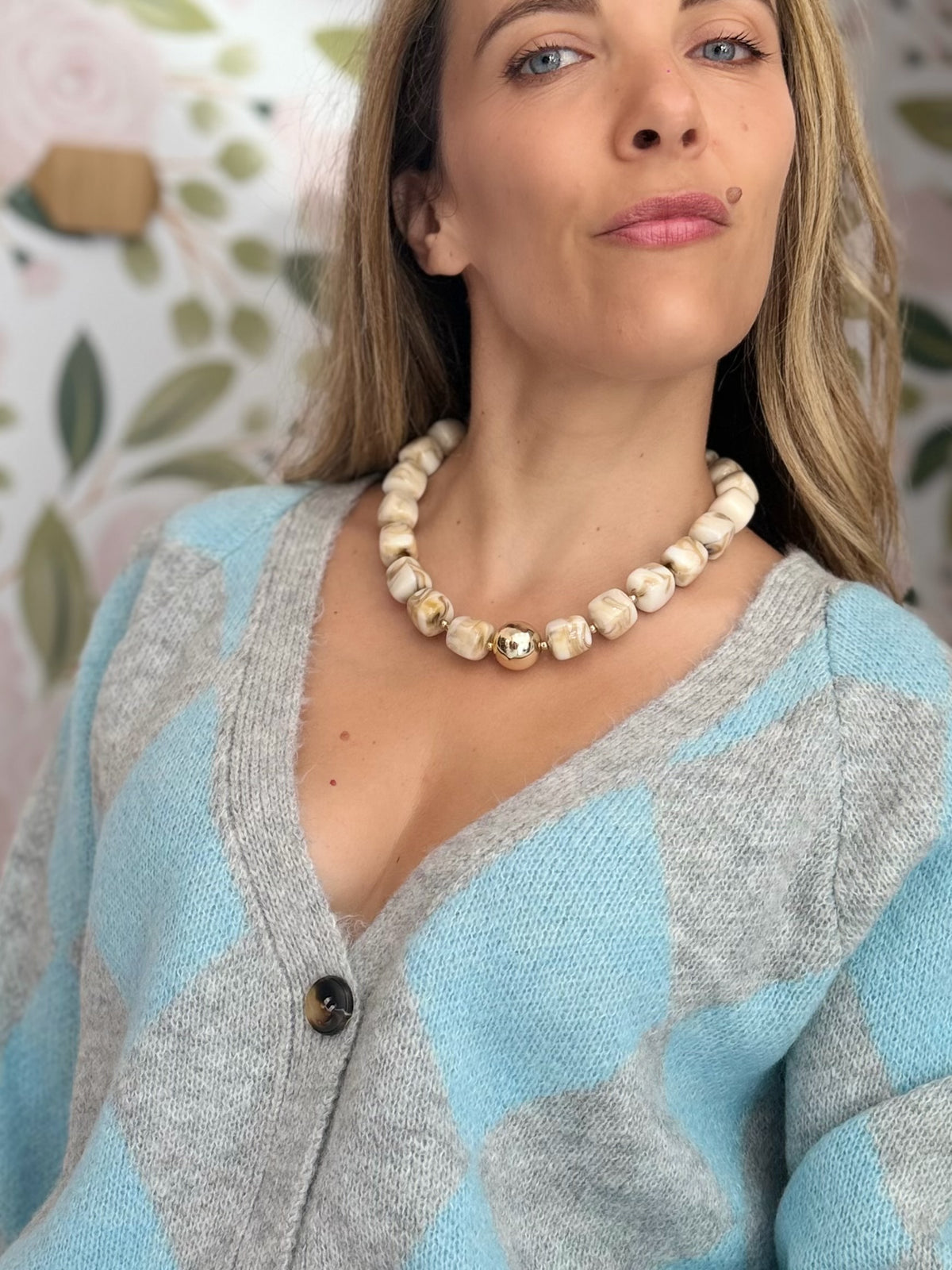 COLLANA CLOUDY IN RESINA BEIGE NALI
