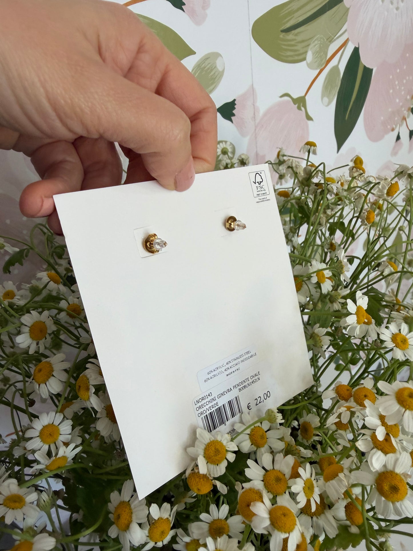 ORECCHINI GINEVRA PENDENTE OVALE ORO/VERDE NALi