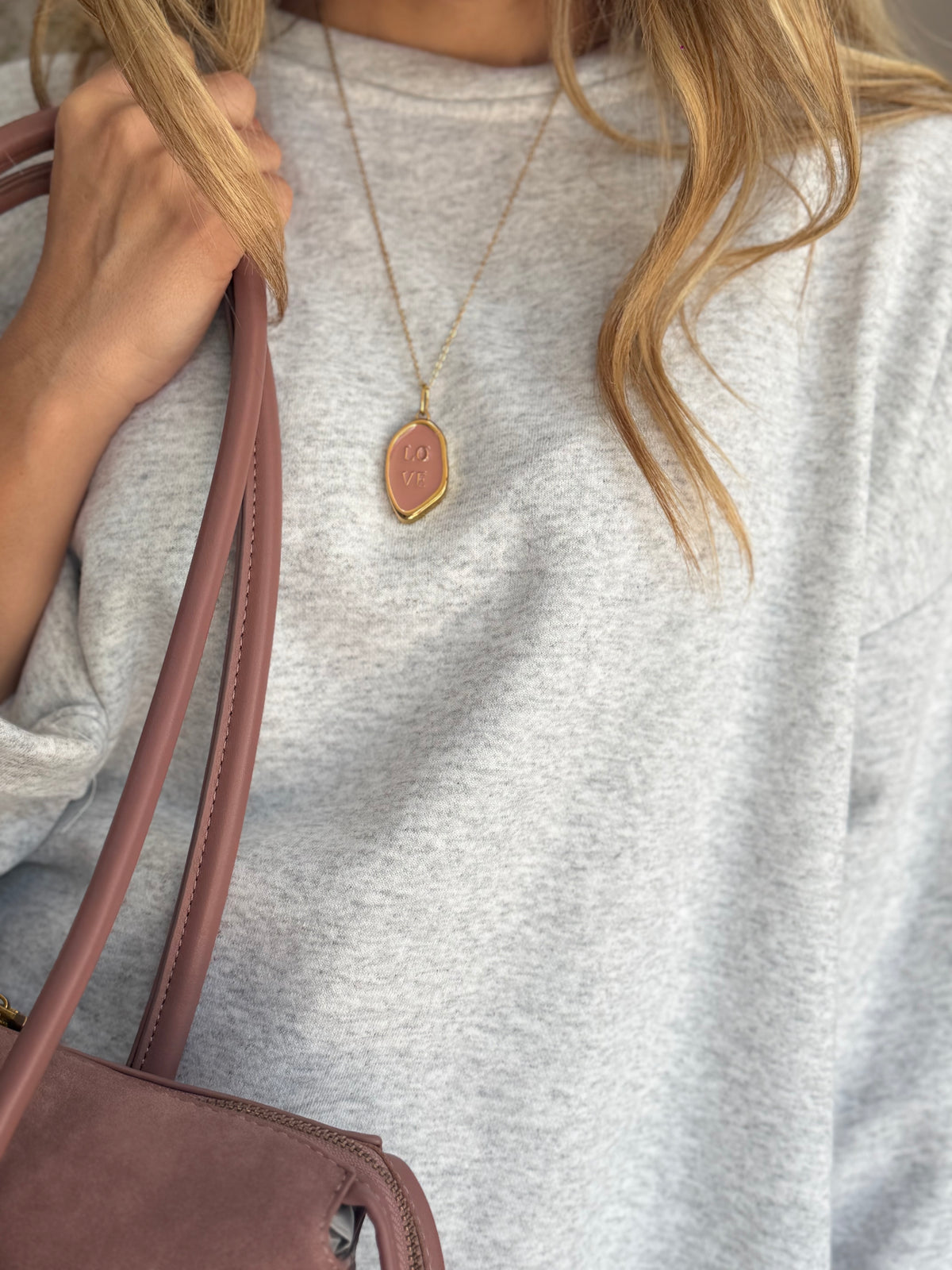 PENDENTE/COLLANA LOVE ACC. INOS. ROSA/ORO NALI
