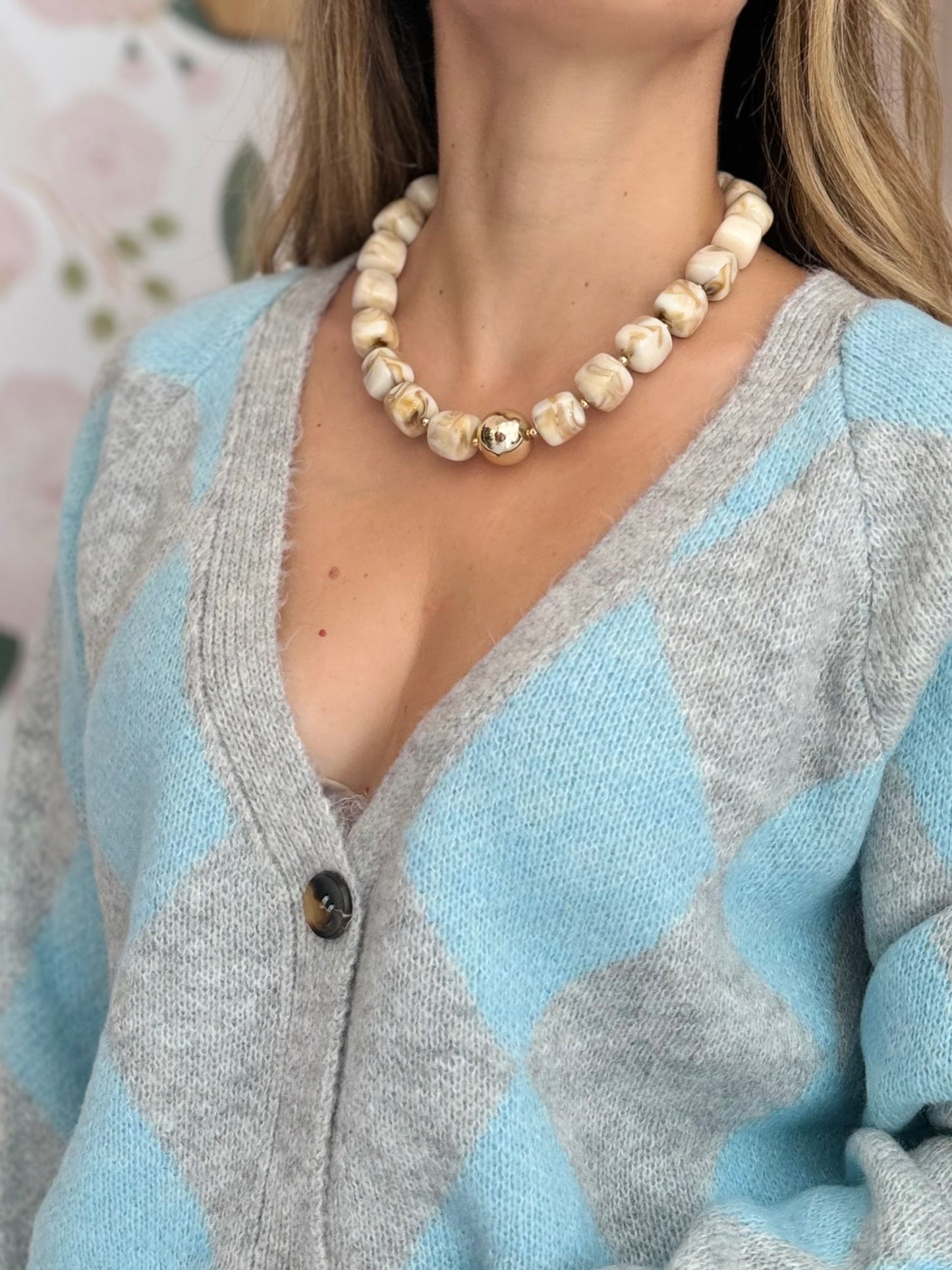 COLLANA CLOUDY IN RESINA BEIGE NALI