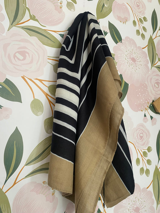 FOULARD/SCIARPA FANTASIA BEIGE/NERO NALI