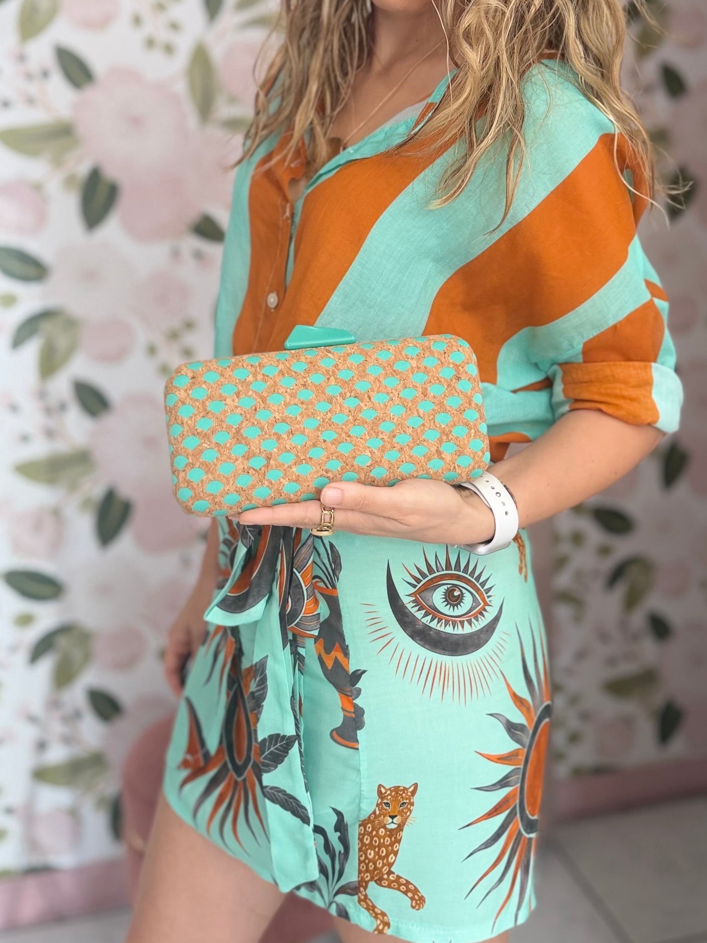 CLUTCH NADIA SUGHERO STAMPA VERDE NALI