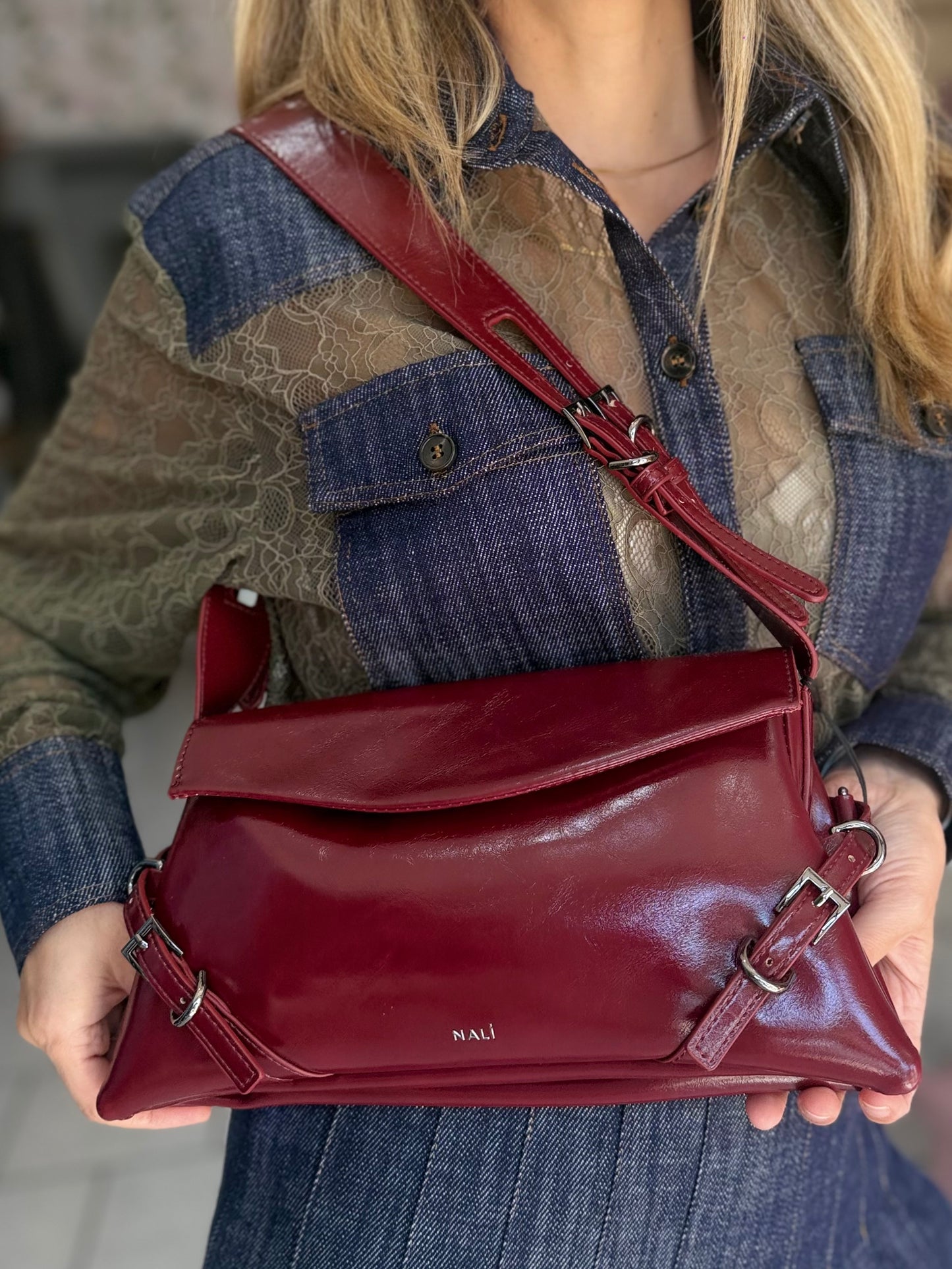 BORSA SABRINA A SPALLA ROSSO NALI