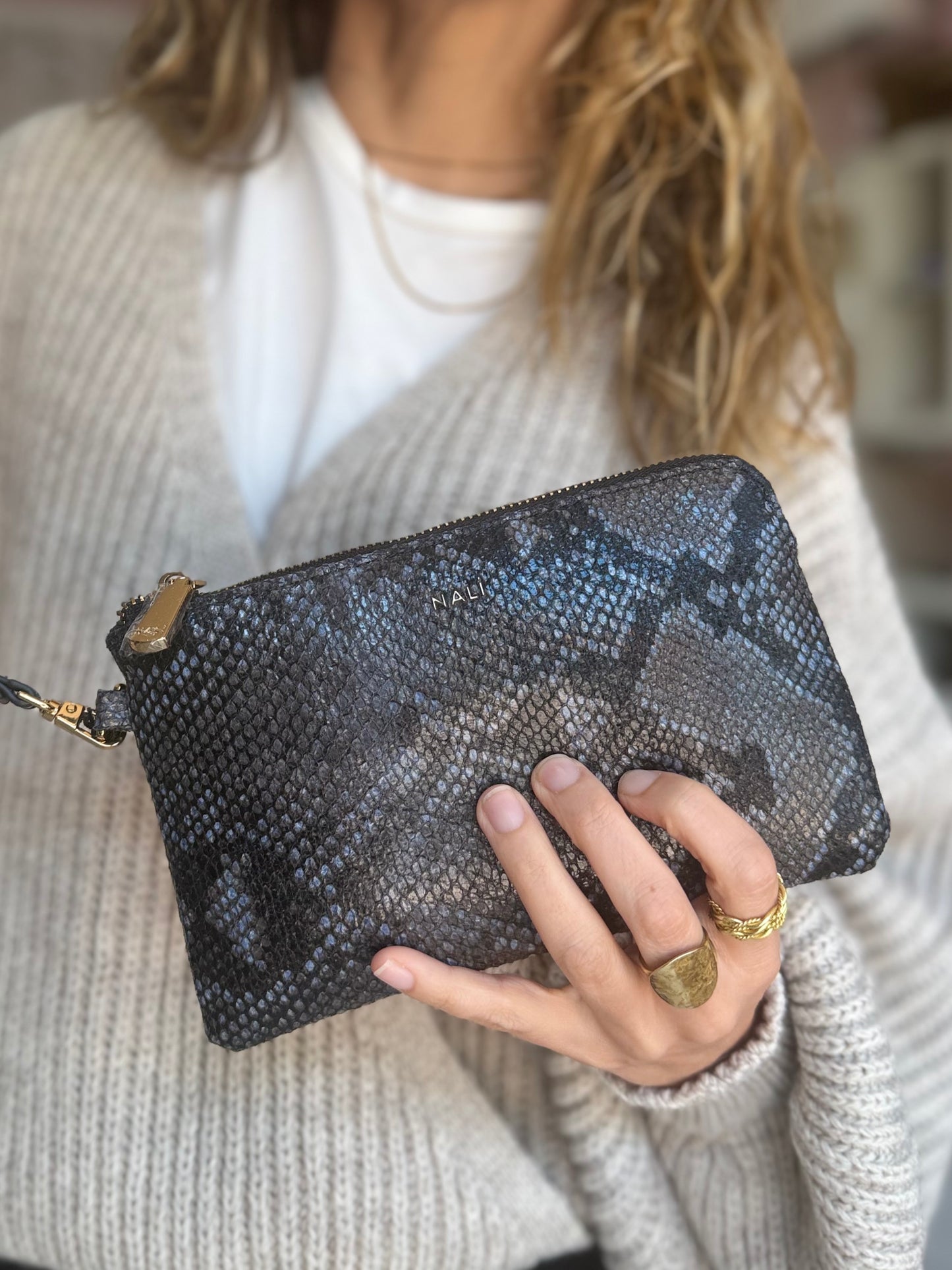 PORTAFOGLIO/POUCH MELANIE PITONATO BLU NALI