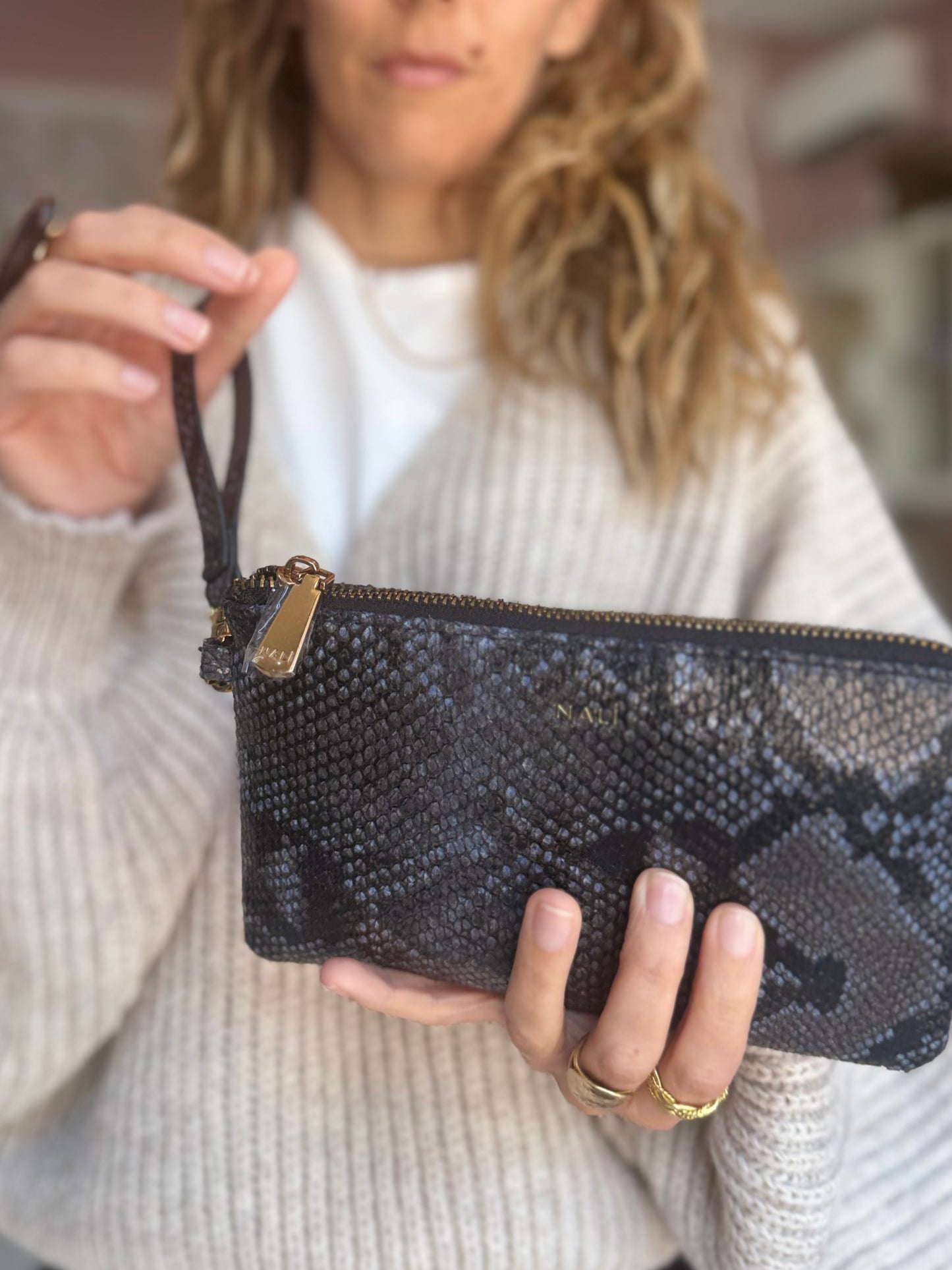 PORTAFOGLIO/POUCH MELANIE PITONATO BLU NALI