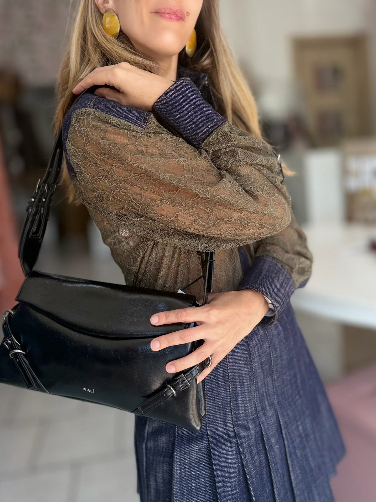BORSA SABRINA A SPALLA NERO NALI