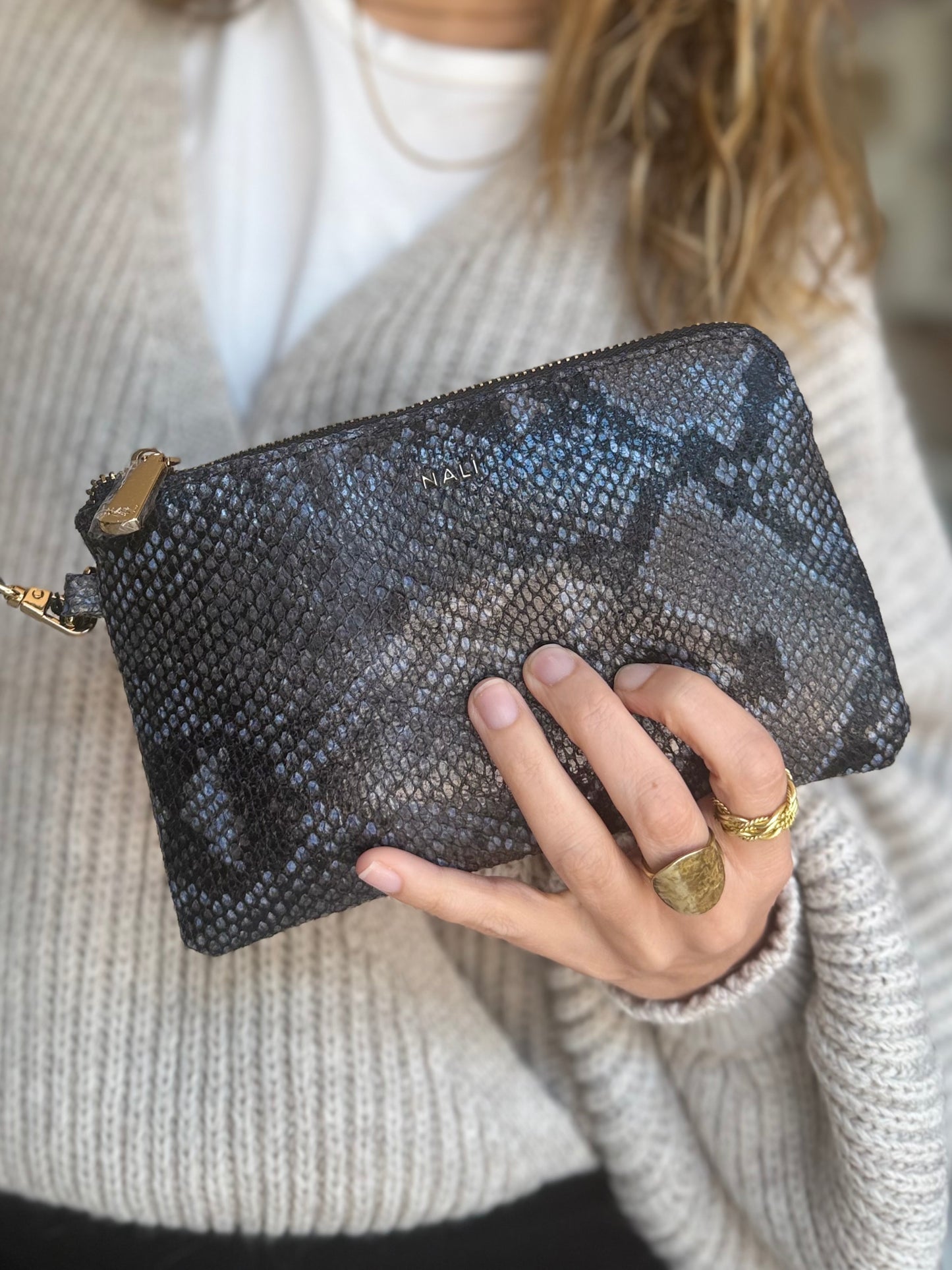 PORTAFOGLIO/POUCH MELANIE PITONATO BLU NALI