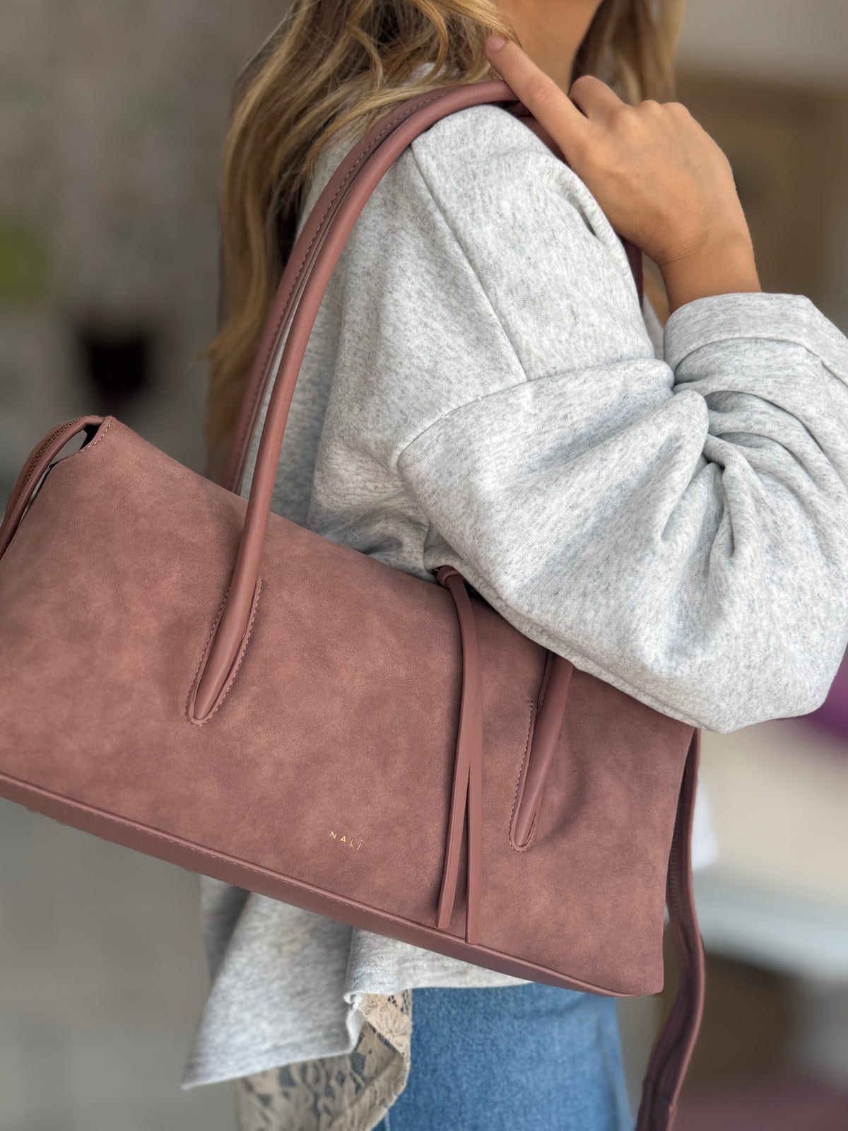 BORSA SKY BAGUETTE A SPALLA ROSA NALI