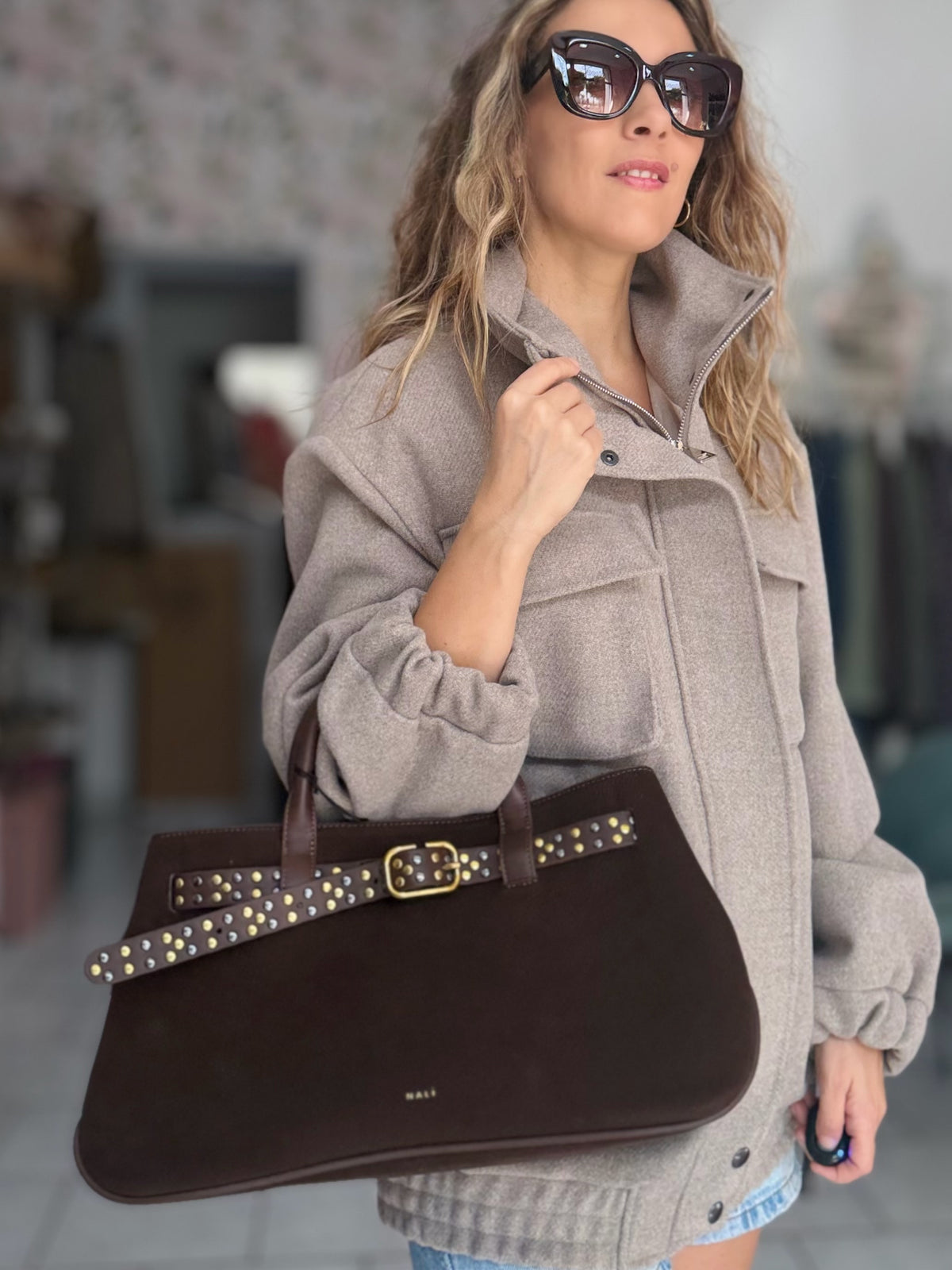 BORSA DAKOTA A MANO+TRACOLLA MARRONE NALI