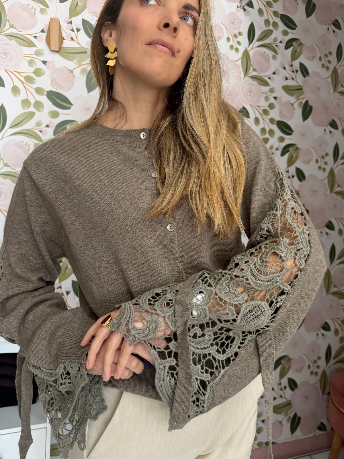 CARDIGAN CON MANICHE MACRAME' ECO