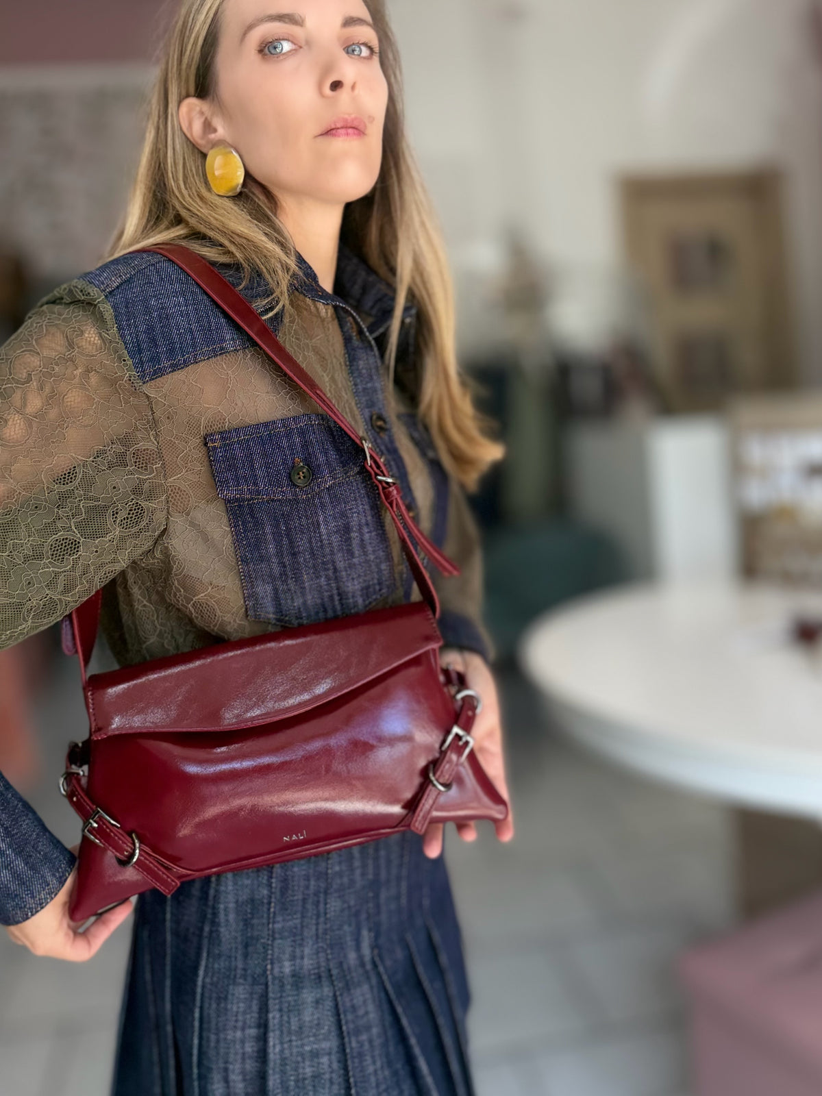 BORSA SABRINA A SPALLA ROSSO NALI