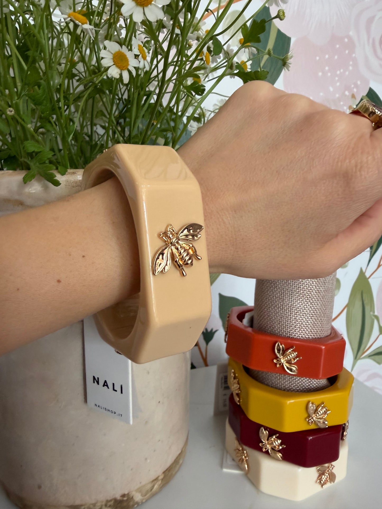 BRACCIALE BEE RIGIDO BEIGE NALI
