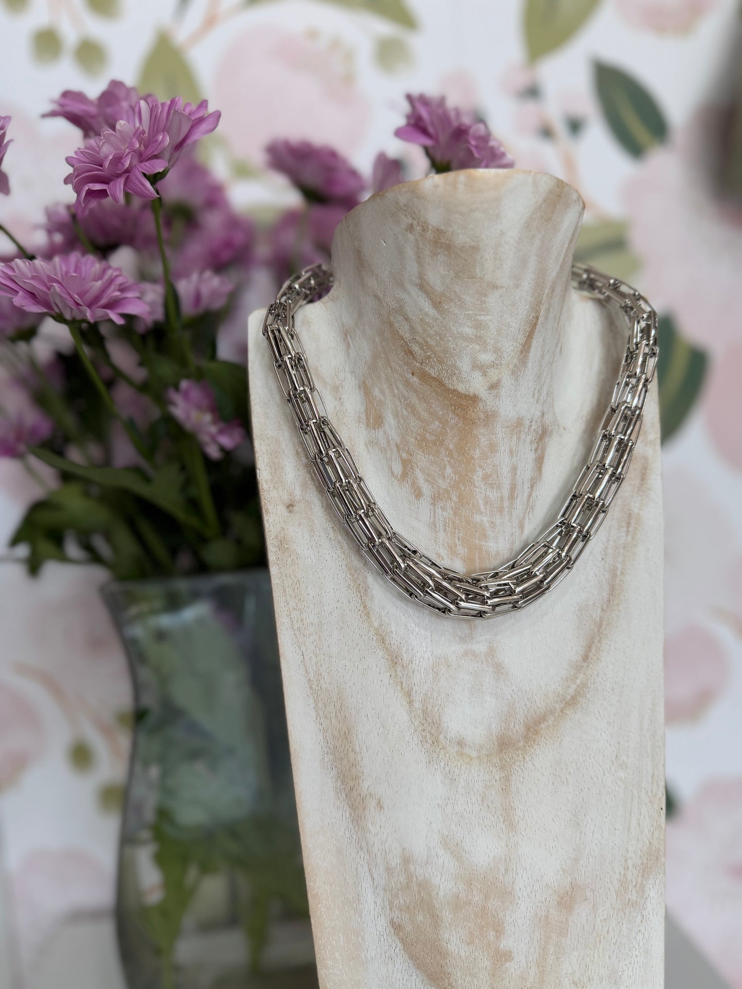 COLLANA LUDO MAGLIA TUBOLARE OVER  ARGENTO NALI