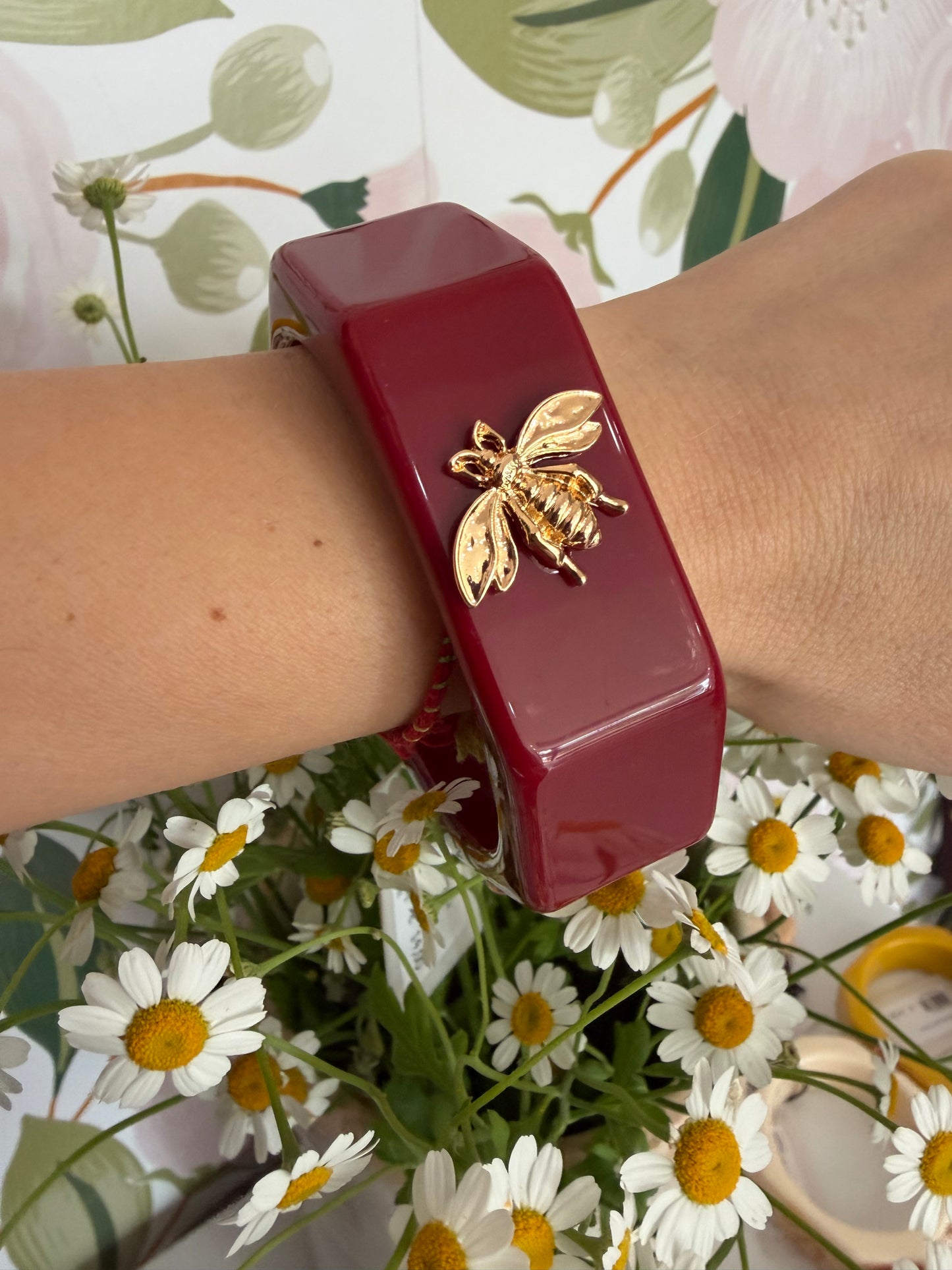 BRACCIALE BEE RIGIDO BORDEAUX NALI