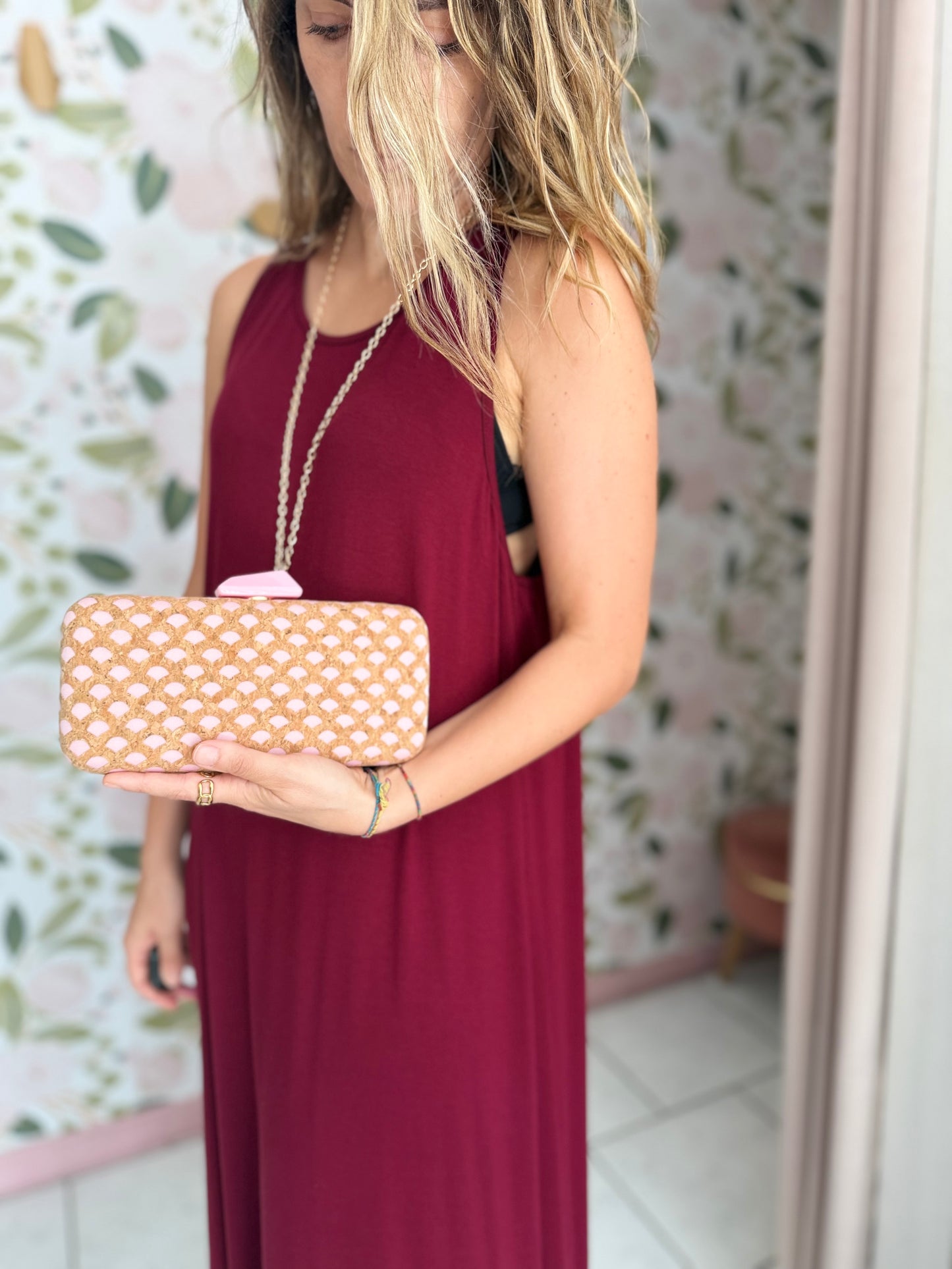 CLUTCH NADIA SUGHERO STAMPA ROSA NALI