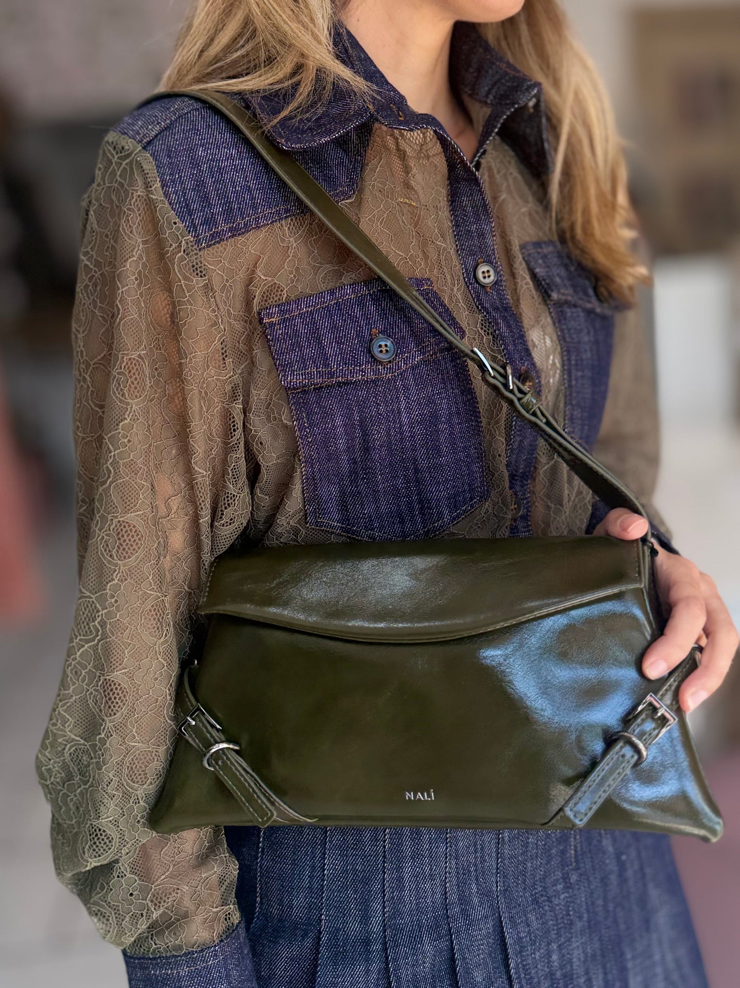 BORSA SABRINA A SPALLA VERDE NALI