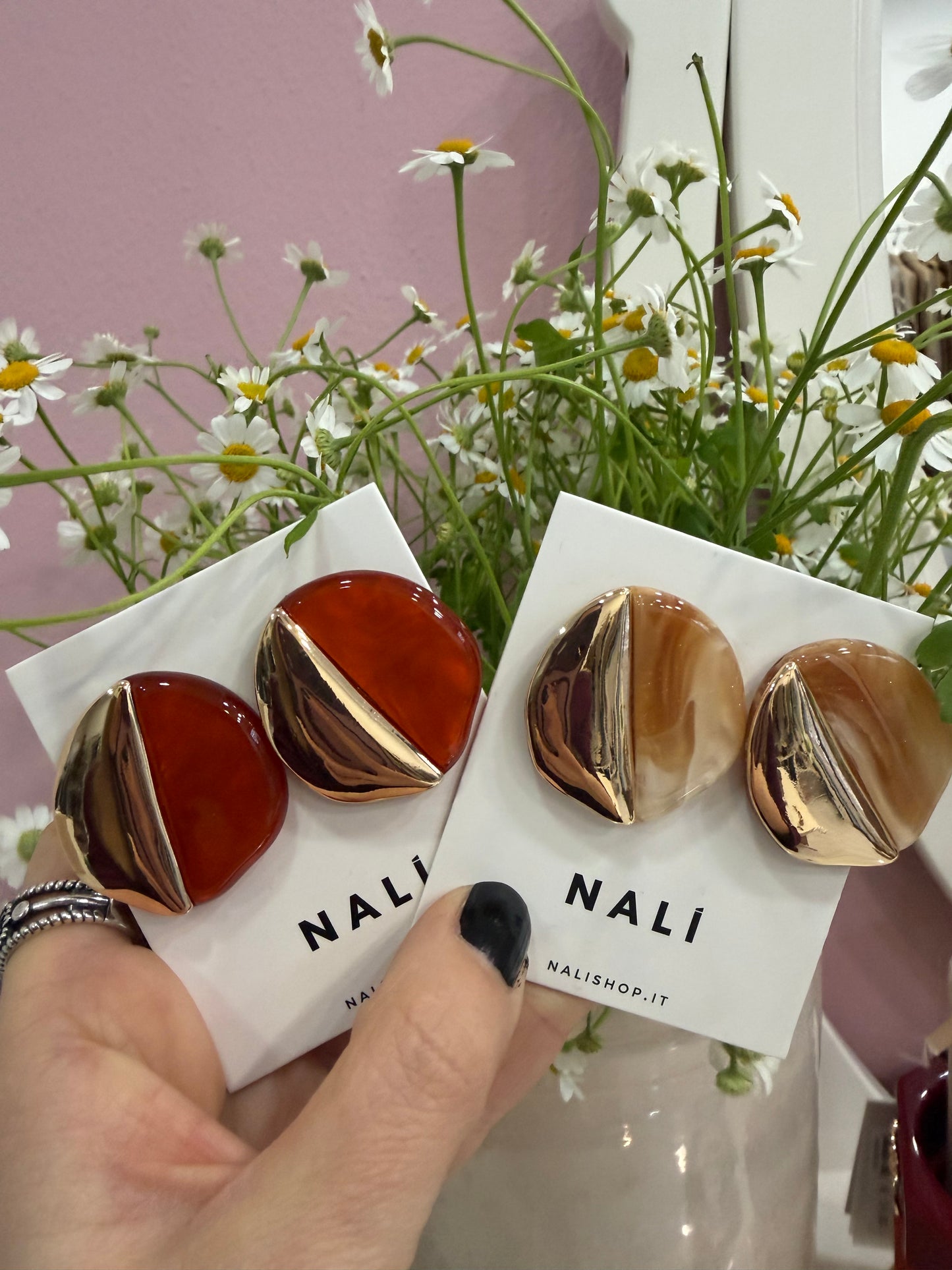 ORECCHINI MEREDITH IN RESINA ORO/ARANCIO NALI