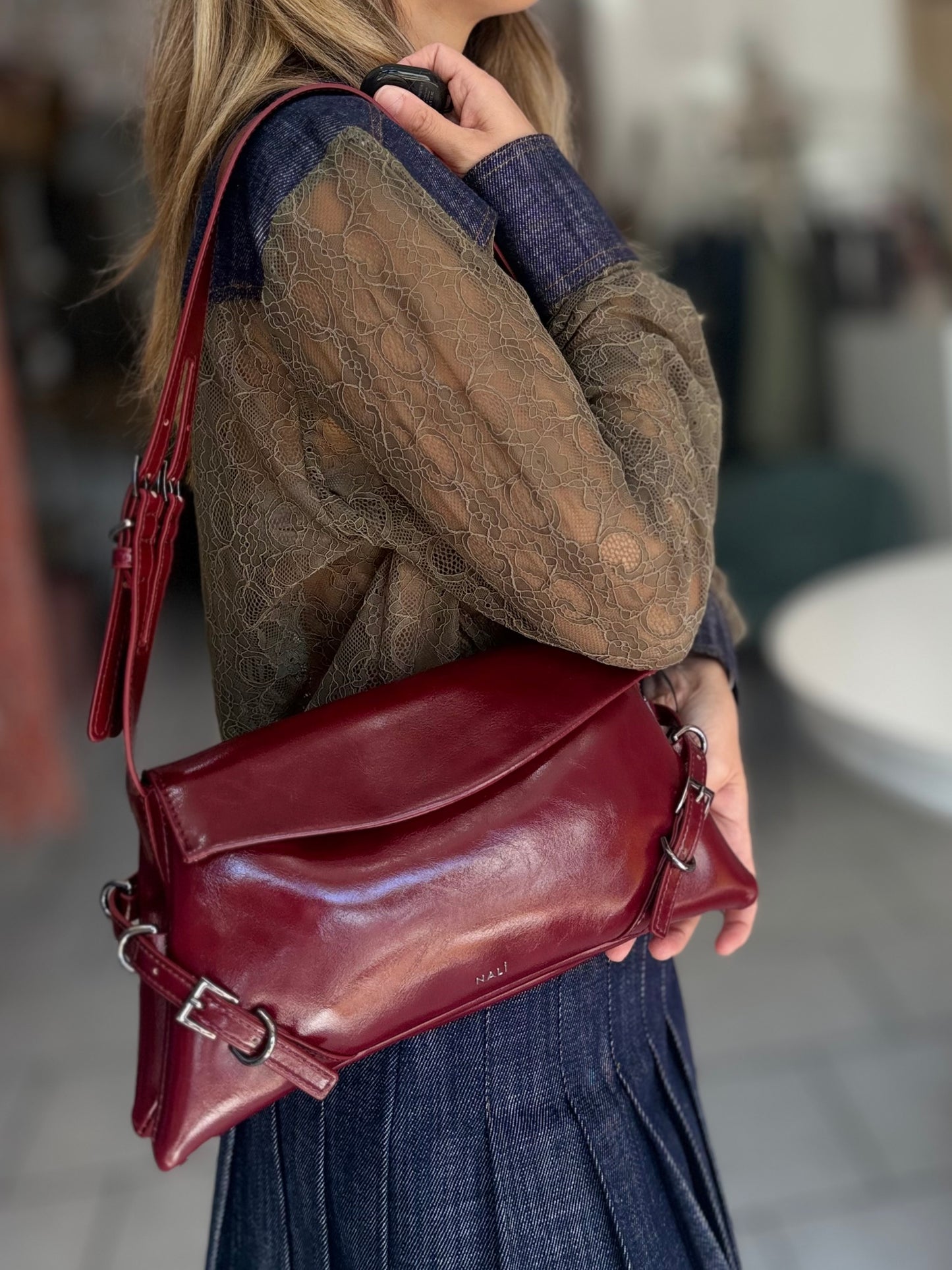 BORSA SABRINA A SPALLA ROSSO NALI